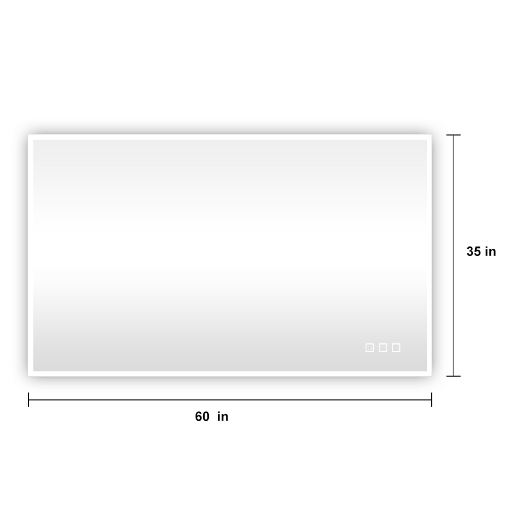 35x60 Rectangular Frameless Anti-Fog Wall Mounted Dimmable LED Bathroom Vanity Mirror