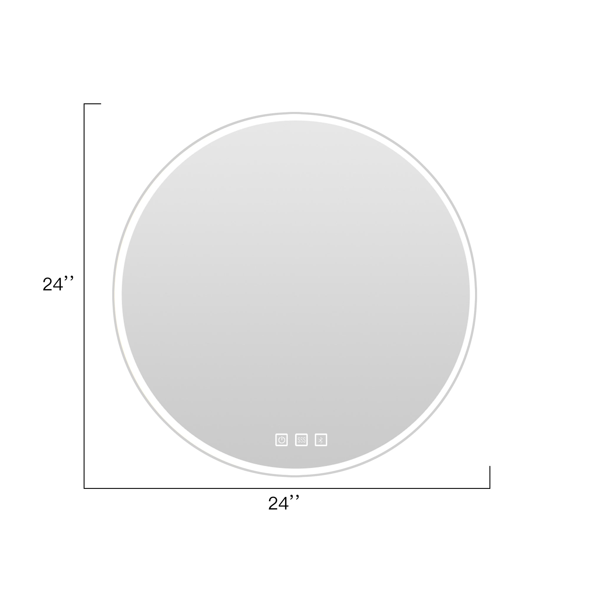 24'' Round Frameless Wall Mount Anti Fog LED Light Bathroom Vanity Mirror