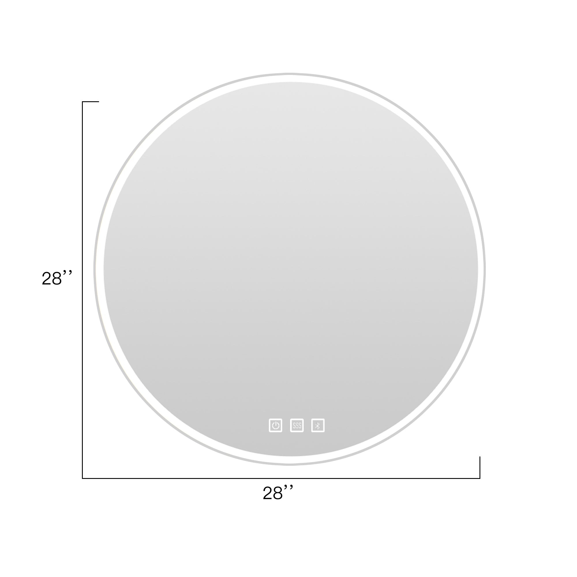 28'' Round Frameless Wall Mount Anti Fog LED Light Bathroom Vanity Mirror