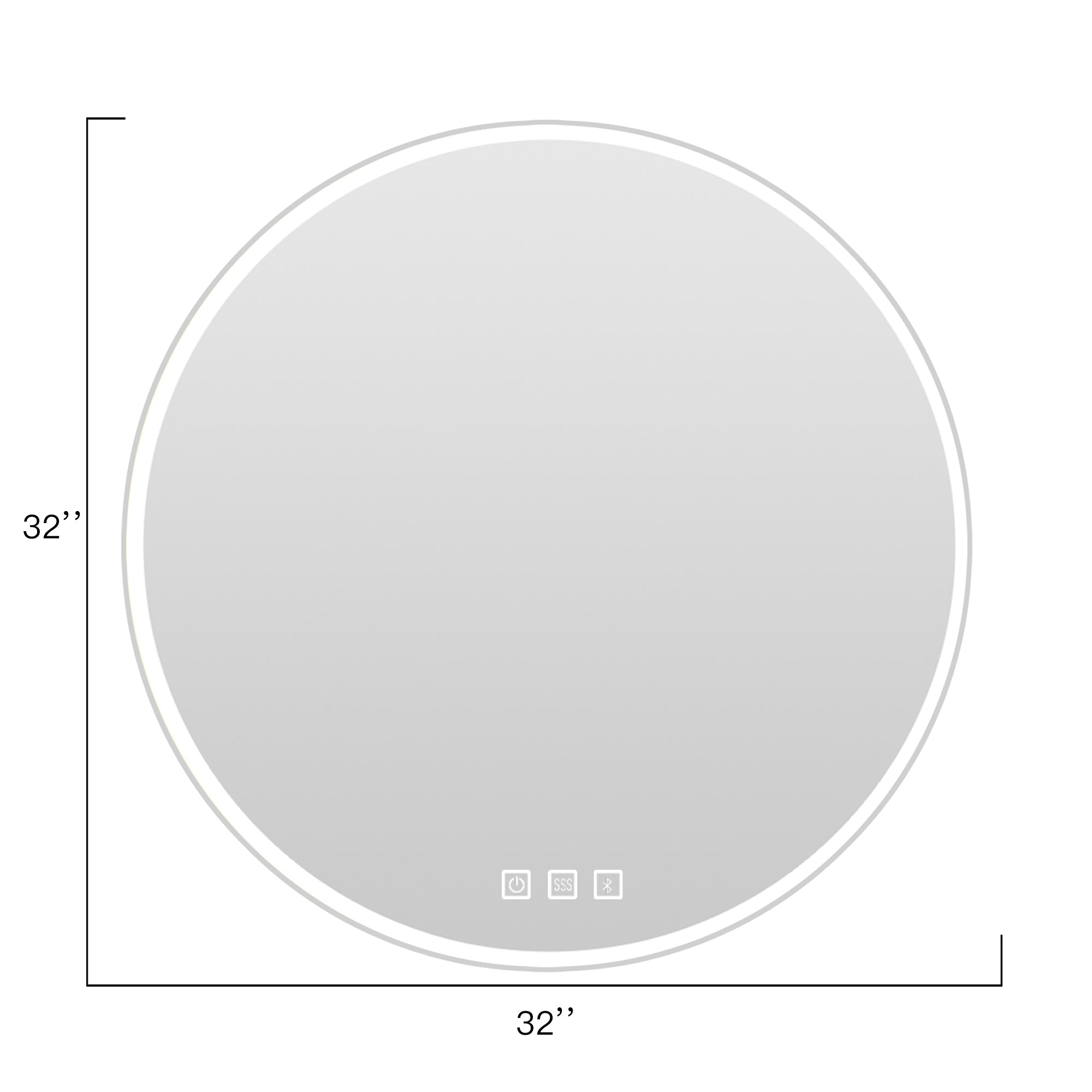 32''Round Frameless Wall Mount Anti Fog LED Light Bathroom Vanity Mirror