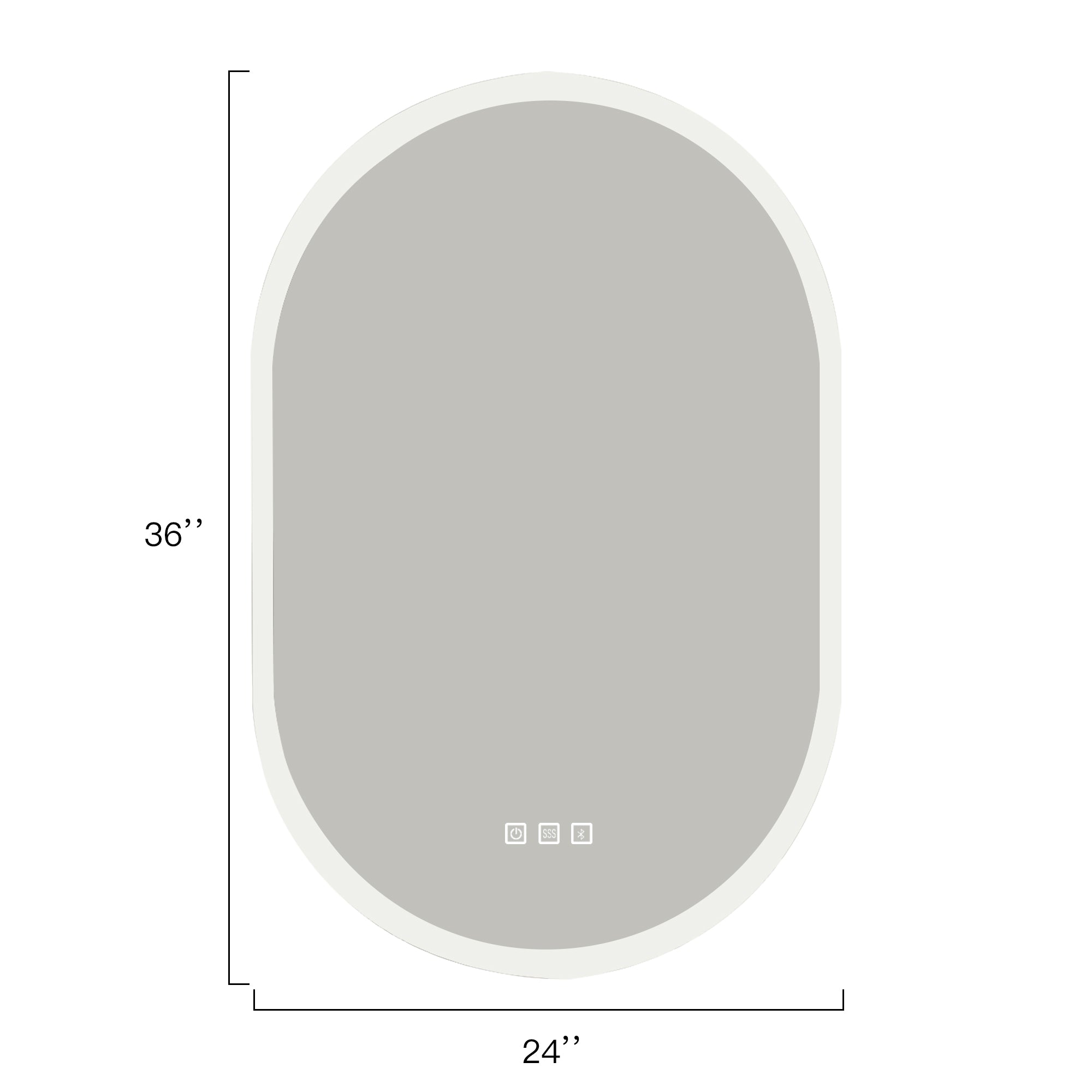 24 in. W x 36 in. H Large Oval Frameless Wall-Mount Anti-Fog LED Light Bathroom Vanity Mirror
