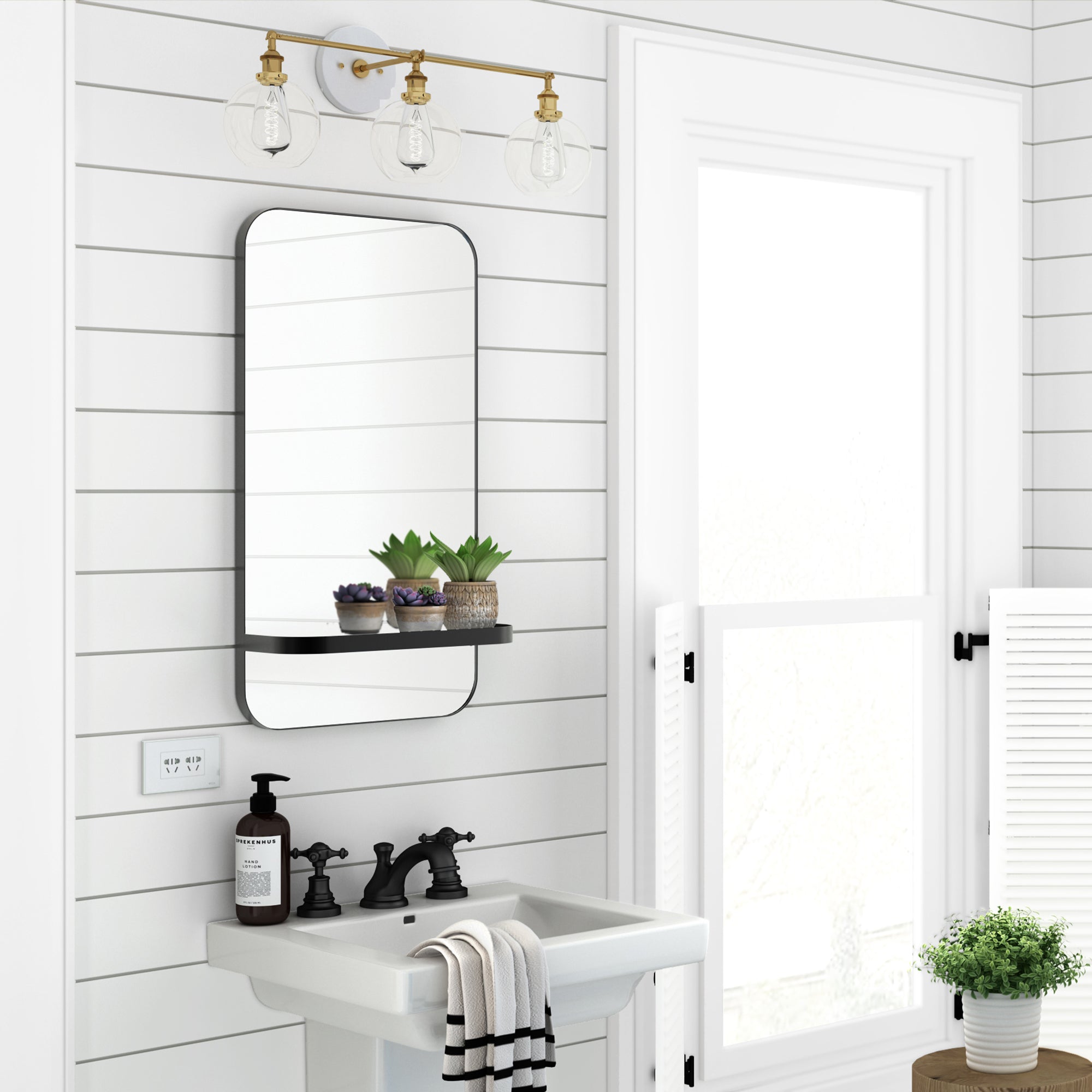 Rectangular Framed Wall Mounted Bathroom Vanity Mirror