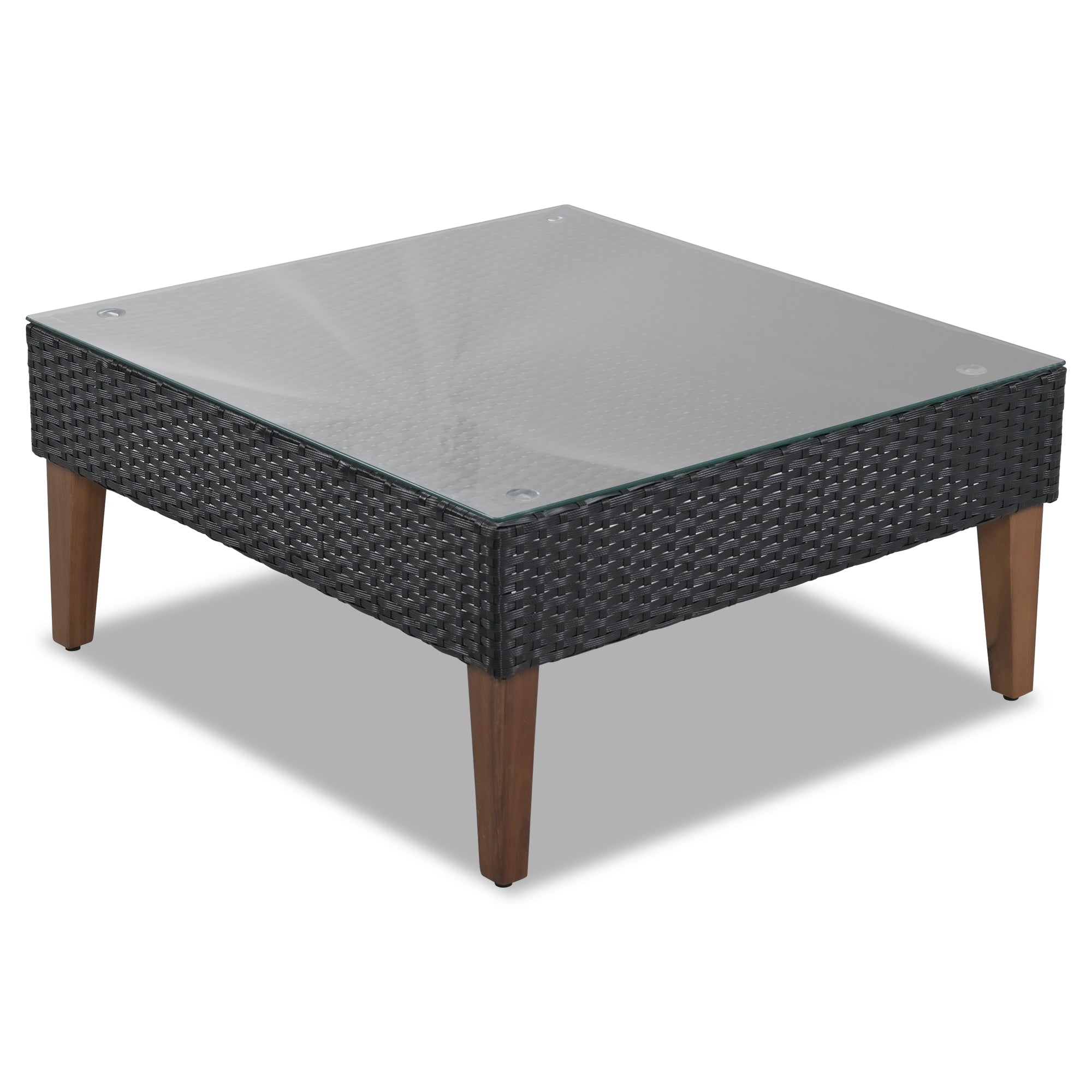 4 Pieces Outdoor Wicker Reversible Patio Sofa with cushions,Table and Colorful Pillows