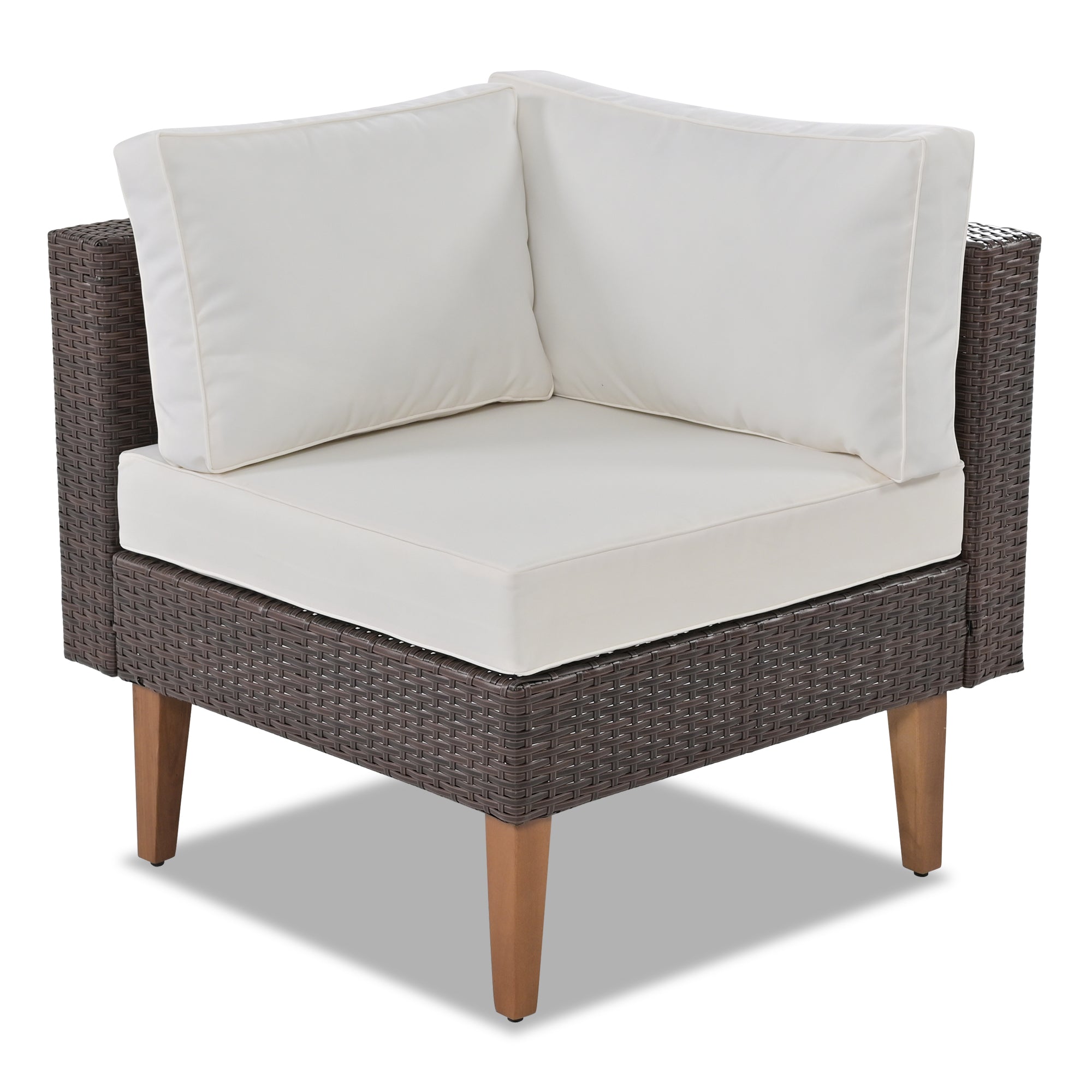 4 Pieces Outdoor Wicker Reversible Patio Sofa with cushions,Table and Colorful Pillows