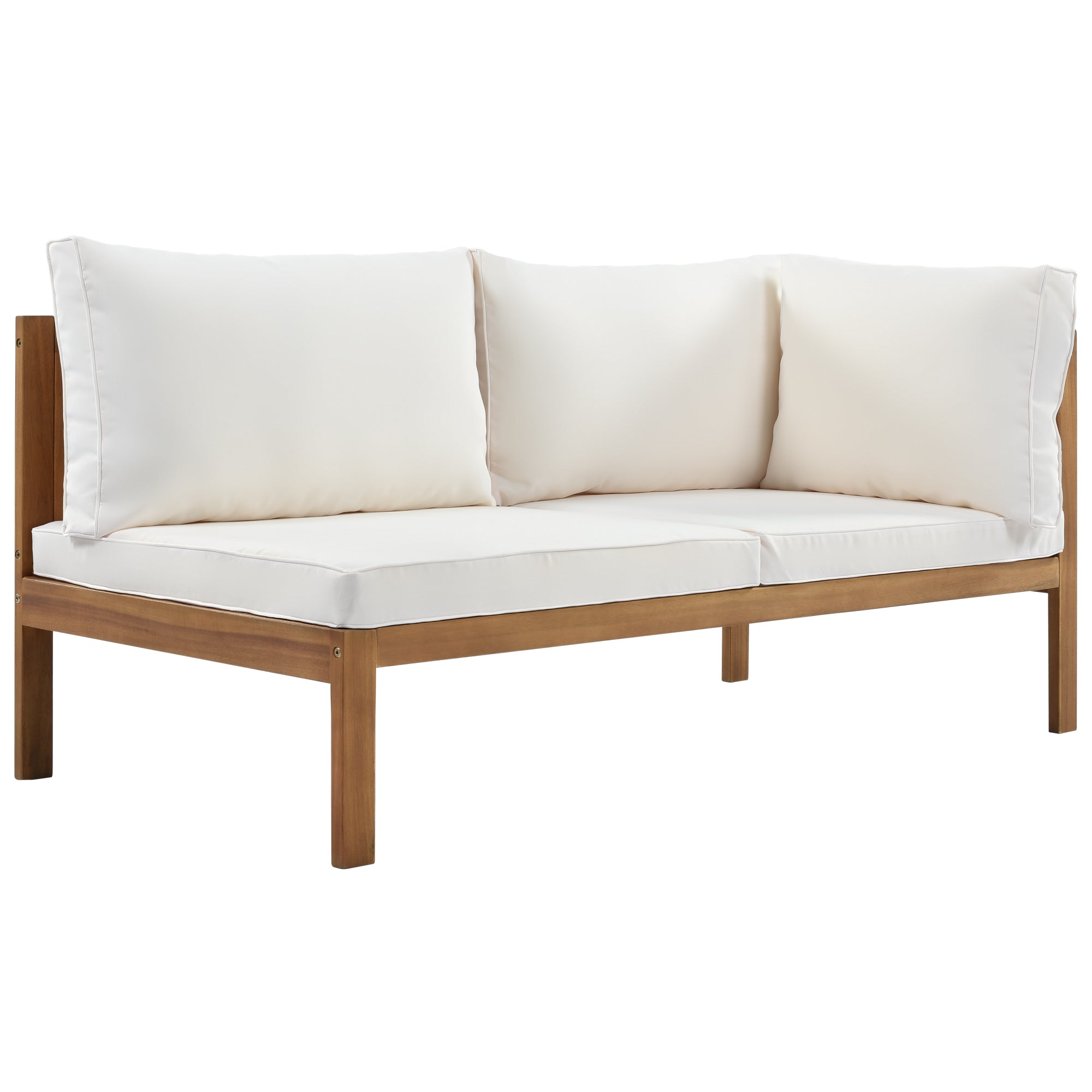 4-piece Outdoor Solid Wood  Symmetrical Patio Sofa Set with Table and Cushions