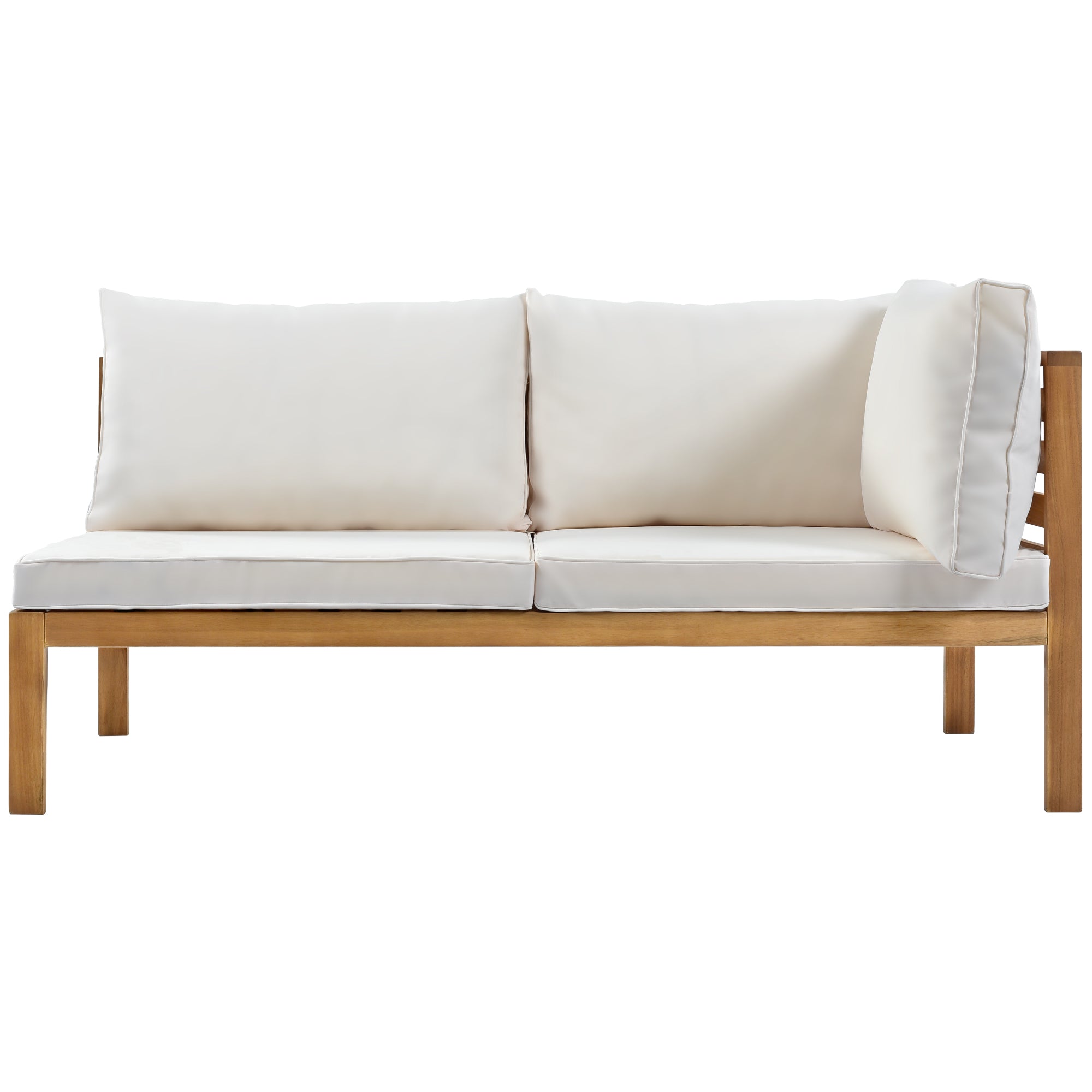 4-piece Outdoor Solid Wood  Symmetrical Patio Sofa Set with Table and Cushions