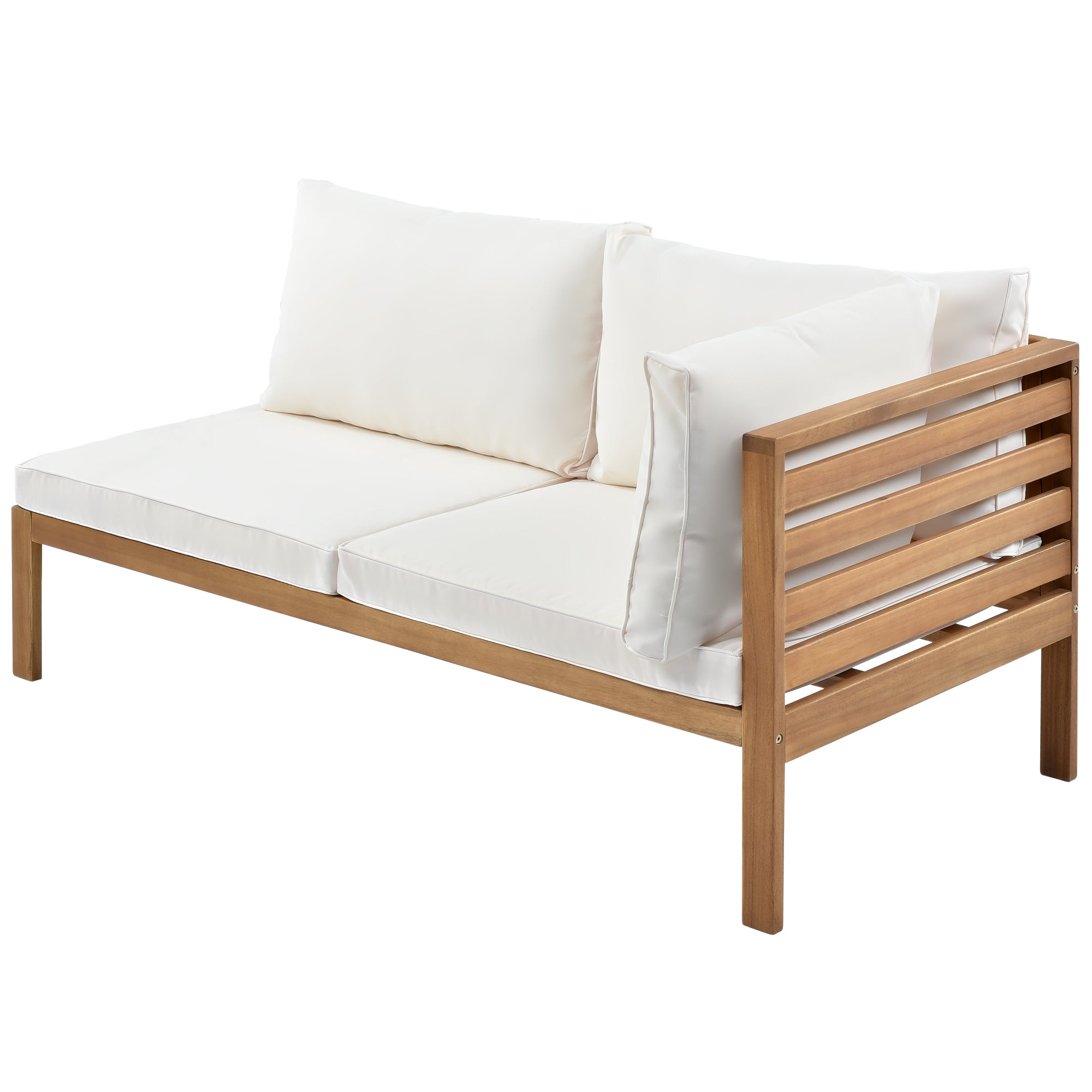 4-piece Outdoor Solid Wood  Symmetrical Patio Sofa Set with Table and Cushions