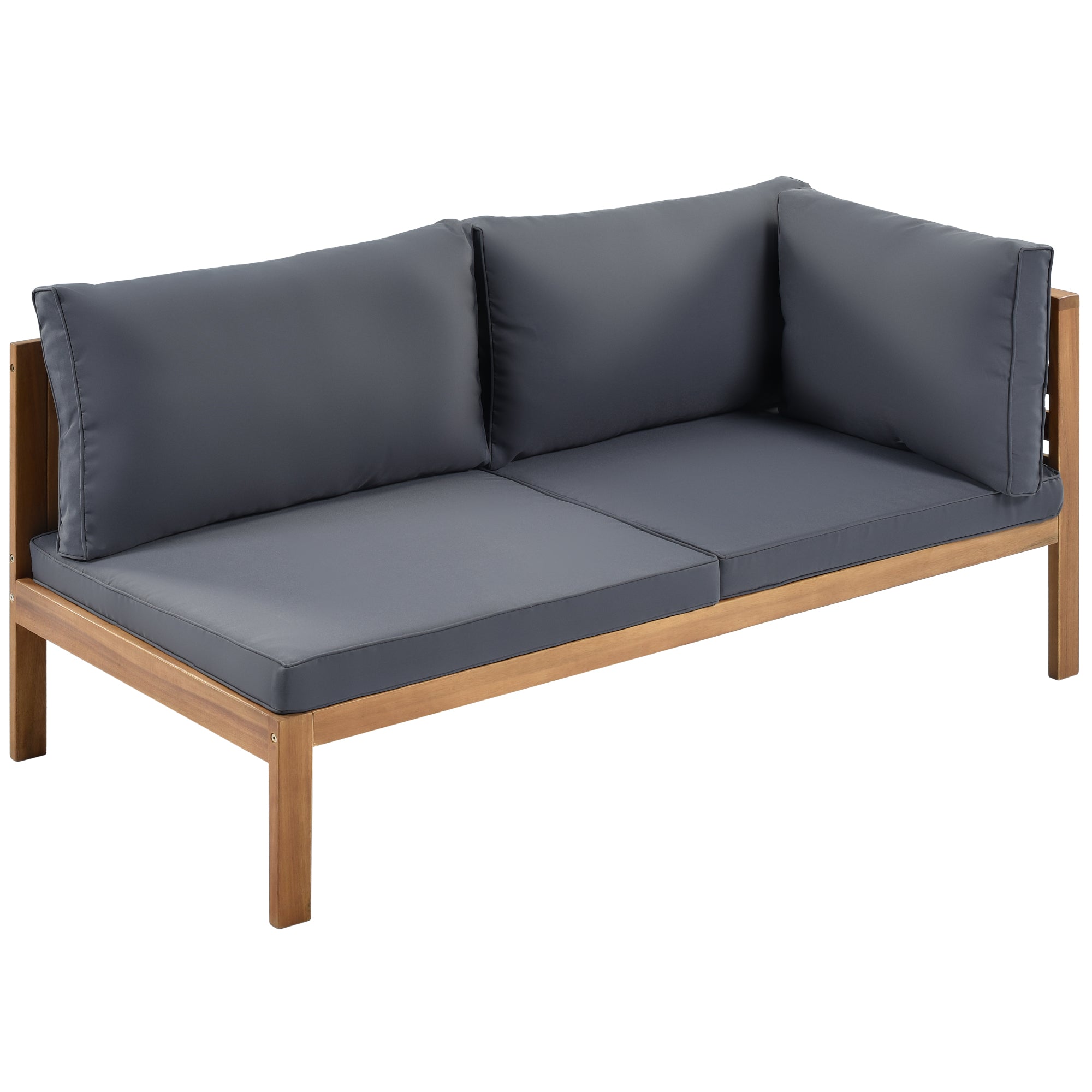 4-piece Outdoor Solid Wood  Symmetrical Patio Sofa Set with Table and Cushions