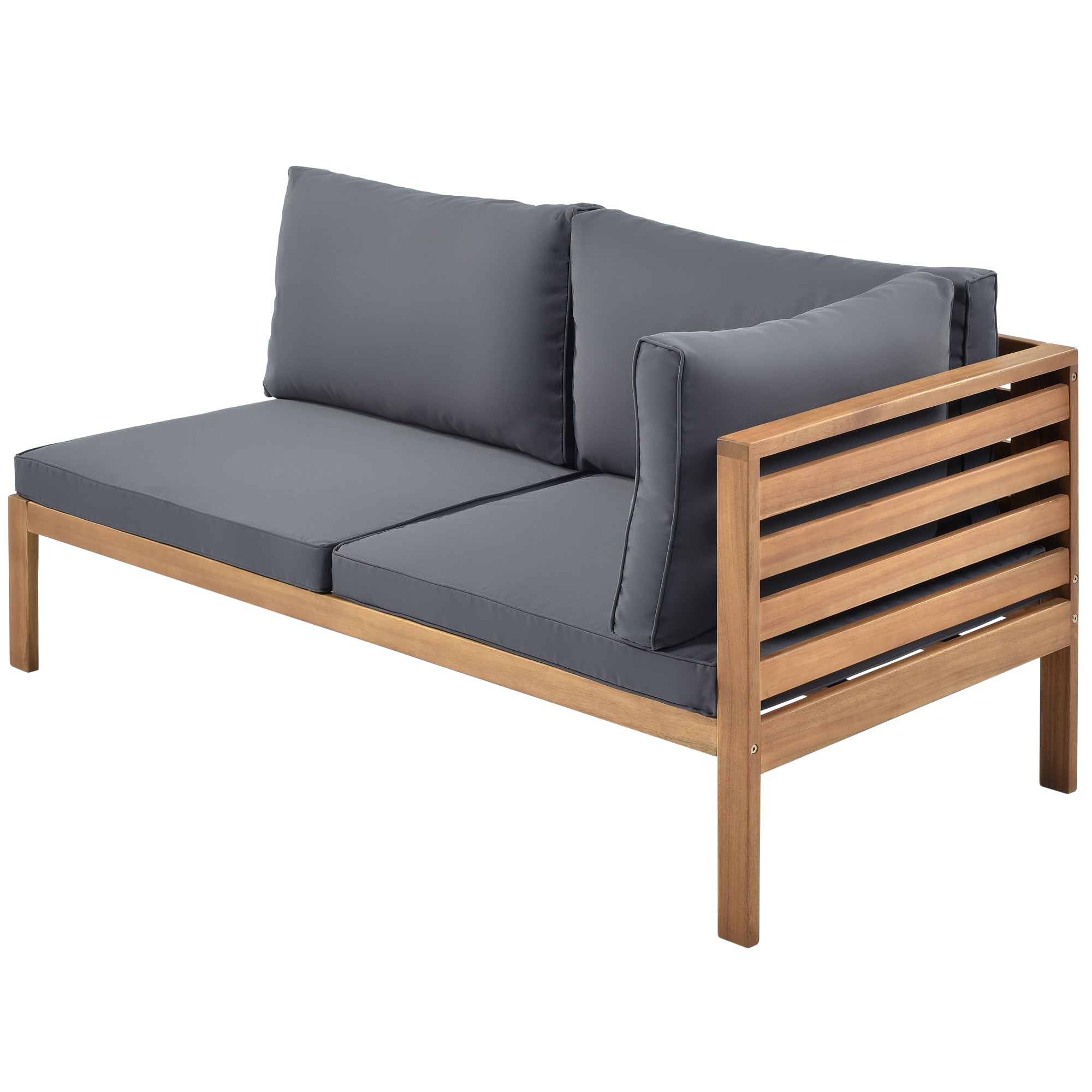 4-piece Outdoor Solid Wood  Symmetrical Patio Sofa Set with Table and Cushions
