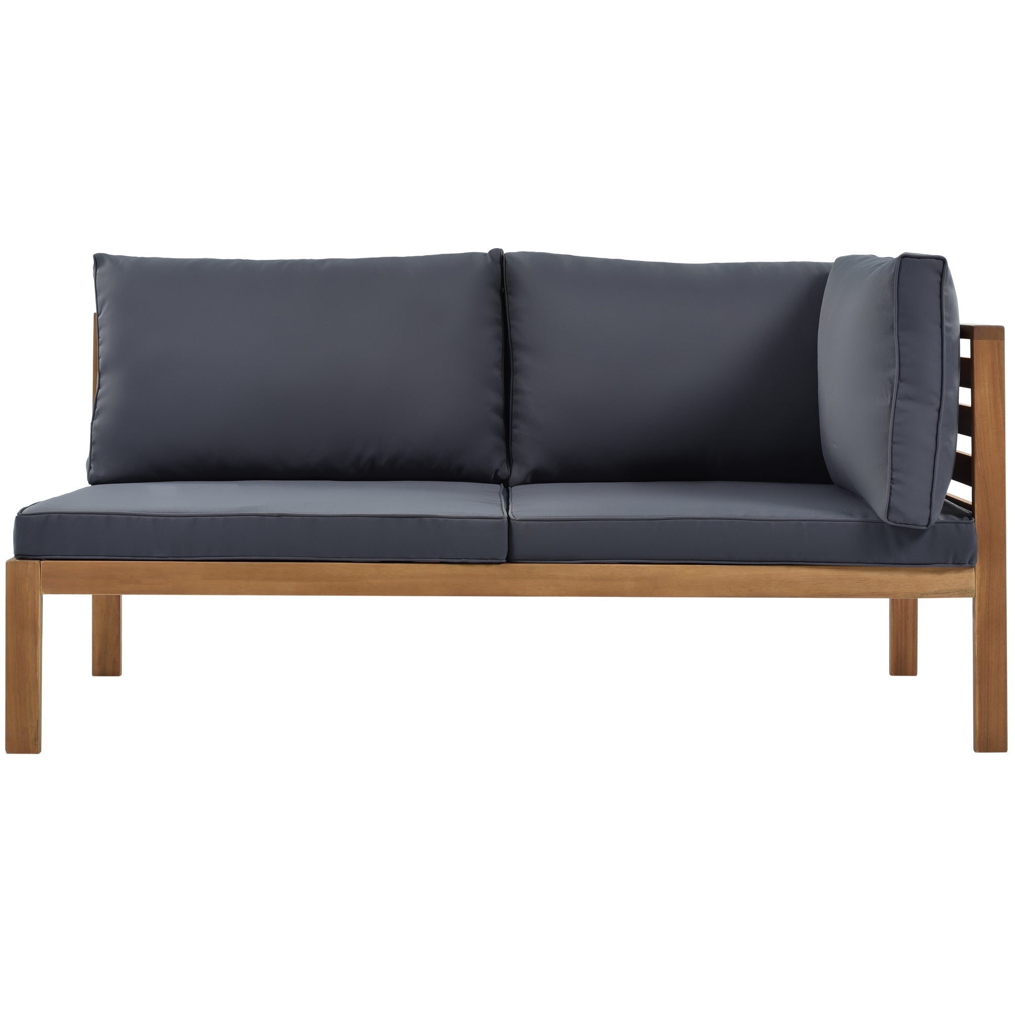 4-piece Outdoor Solid Wood  Symmetrical Patio Sofa Set with Table and Cushions