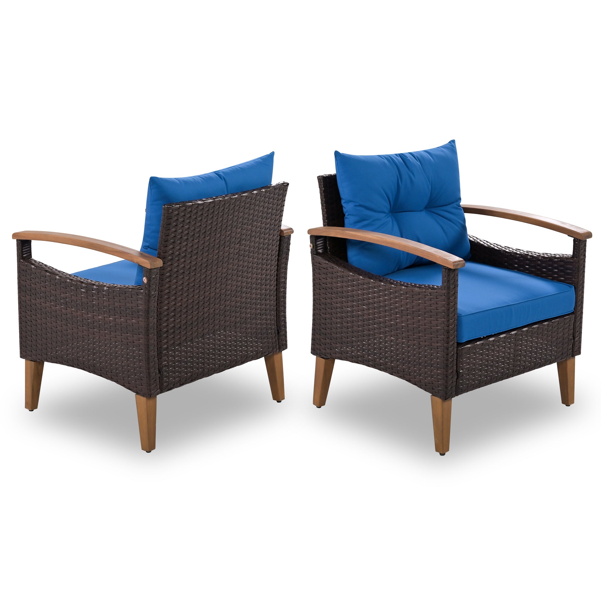 4-piece Outdoor Solid Wood  Symmetrical Patio Sofa Set with Table and Cushions