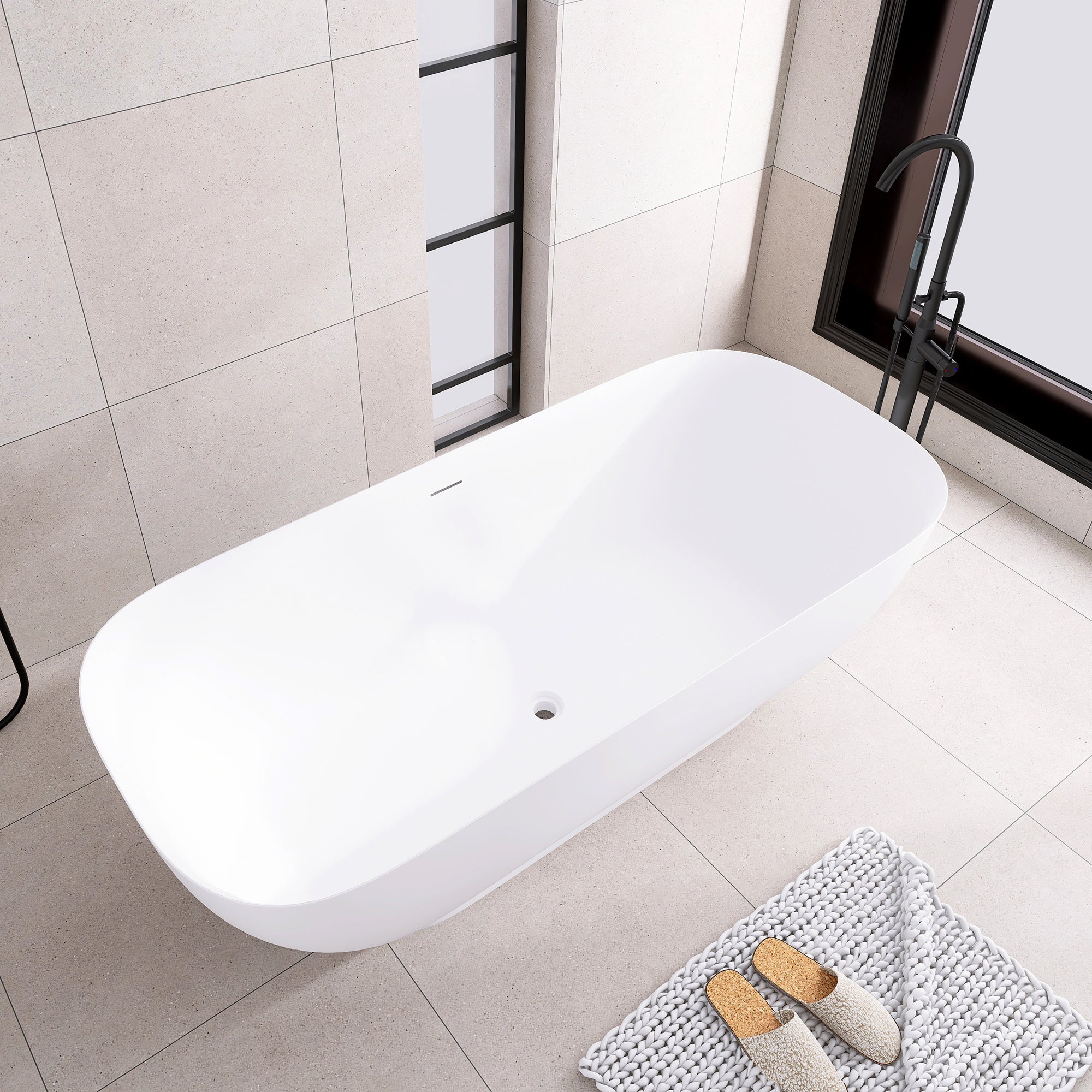 Solid Surface Freestanding Soaking Bathtub