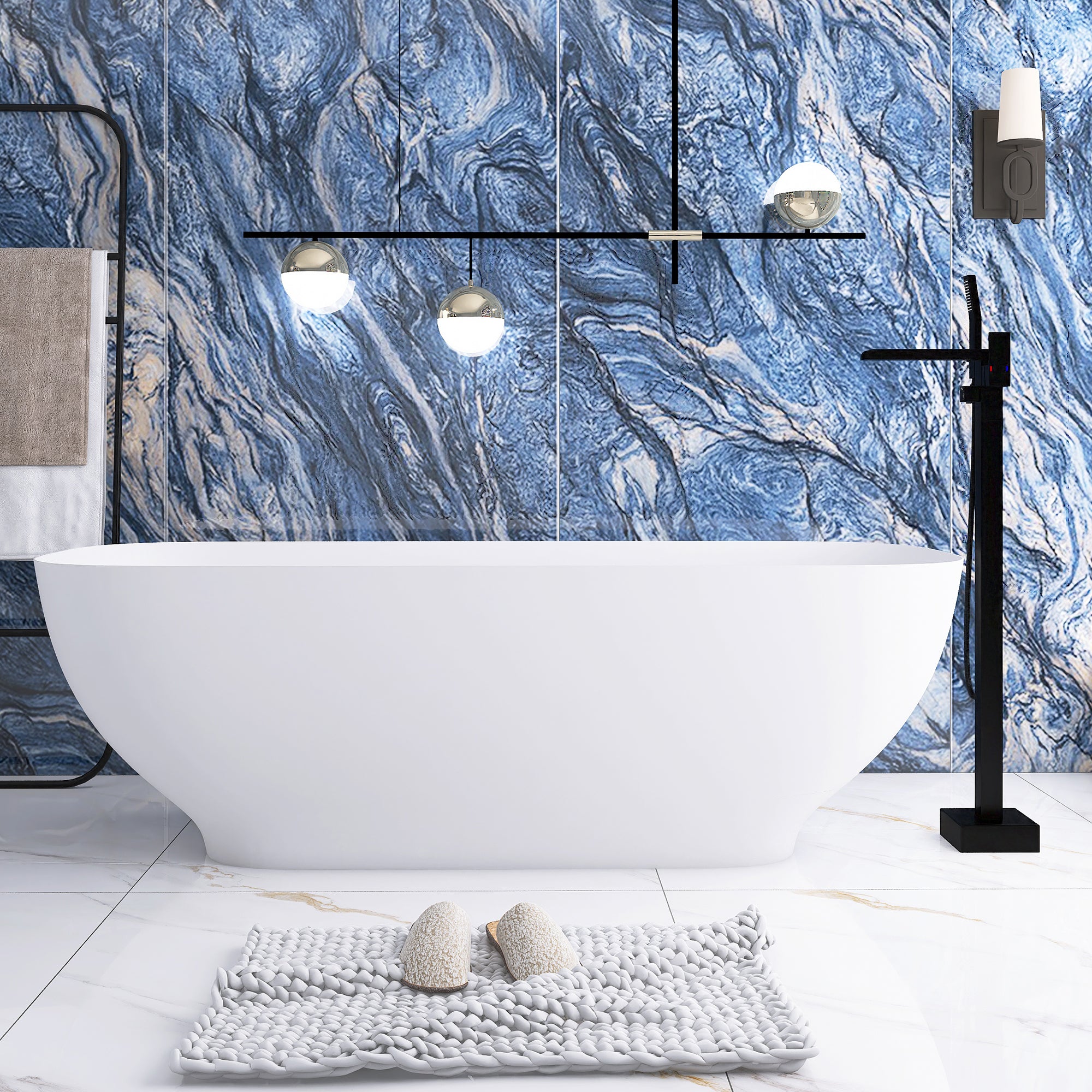 Solid Surface Freestanding Soaking Bathtub