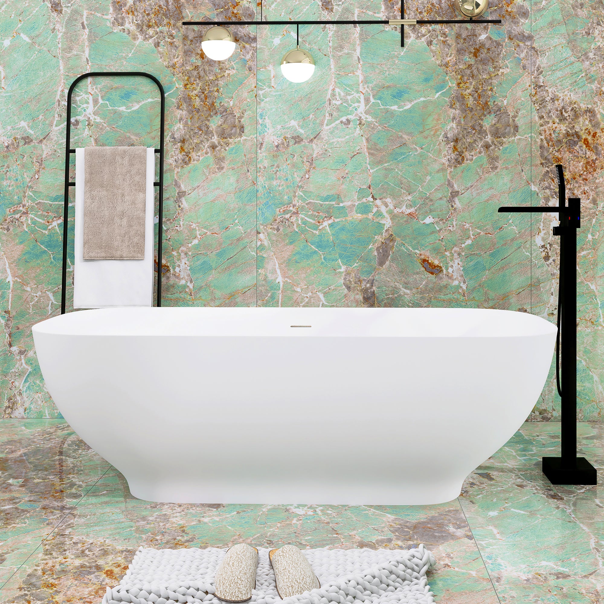 Solid Surface Freestanding Soaking Bathtub