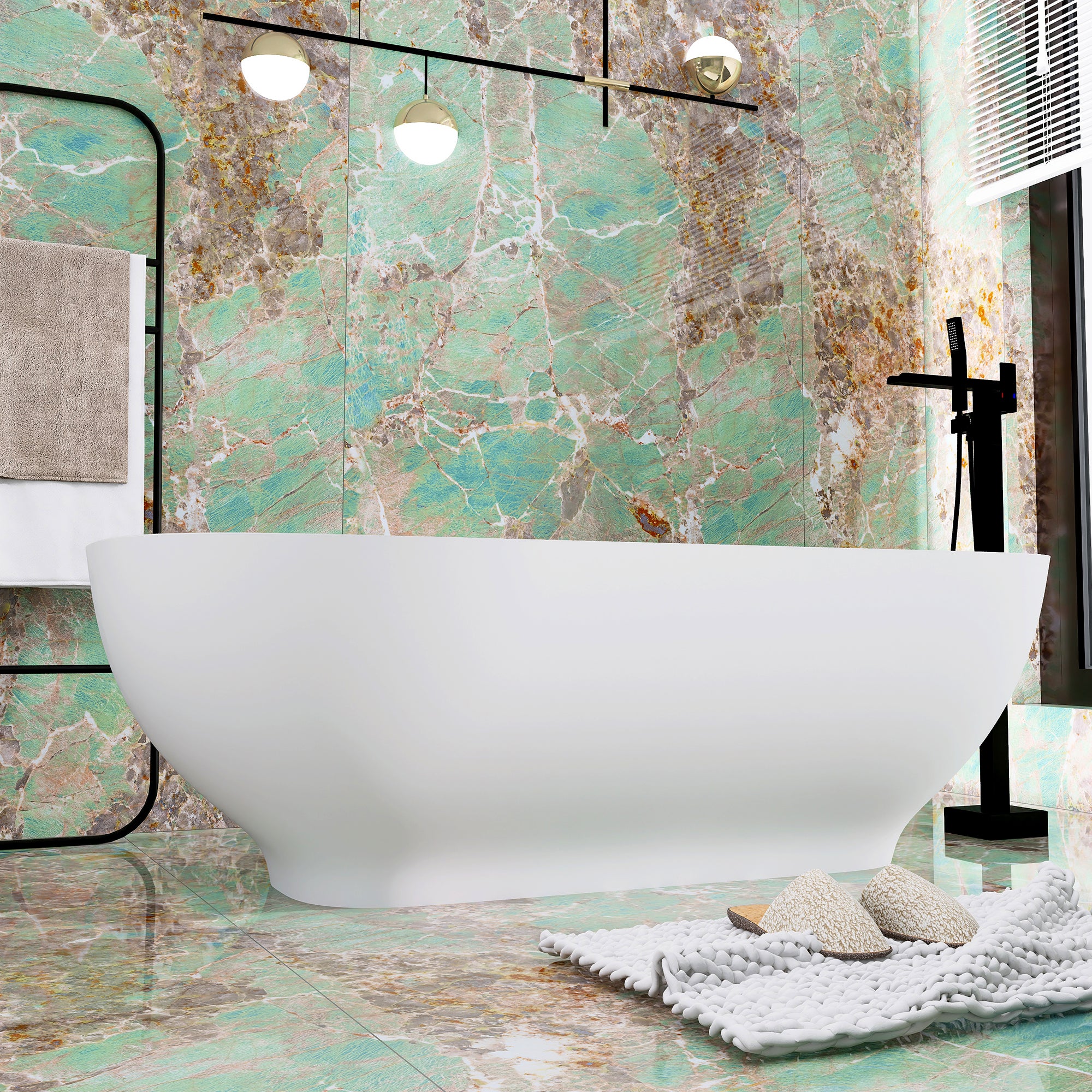 Solid Surface Freestanding Soaking Bathtub