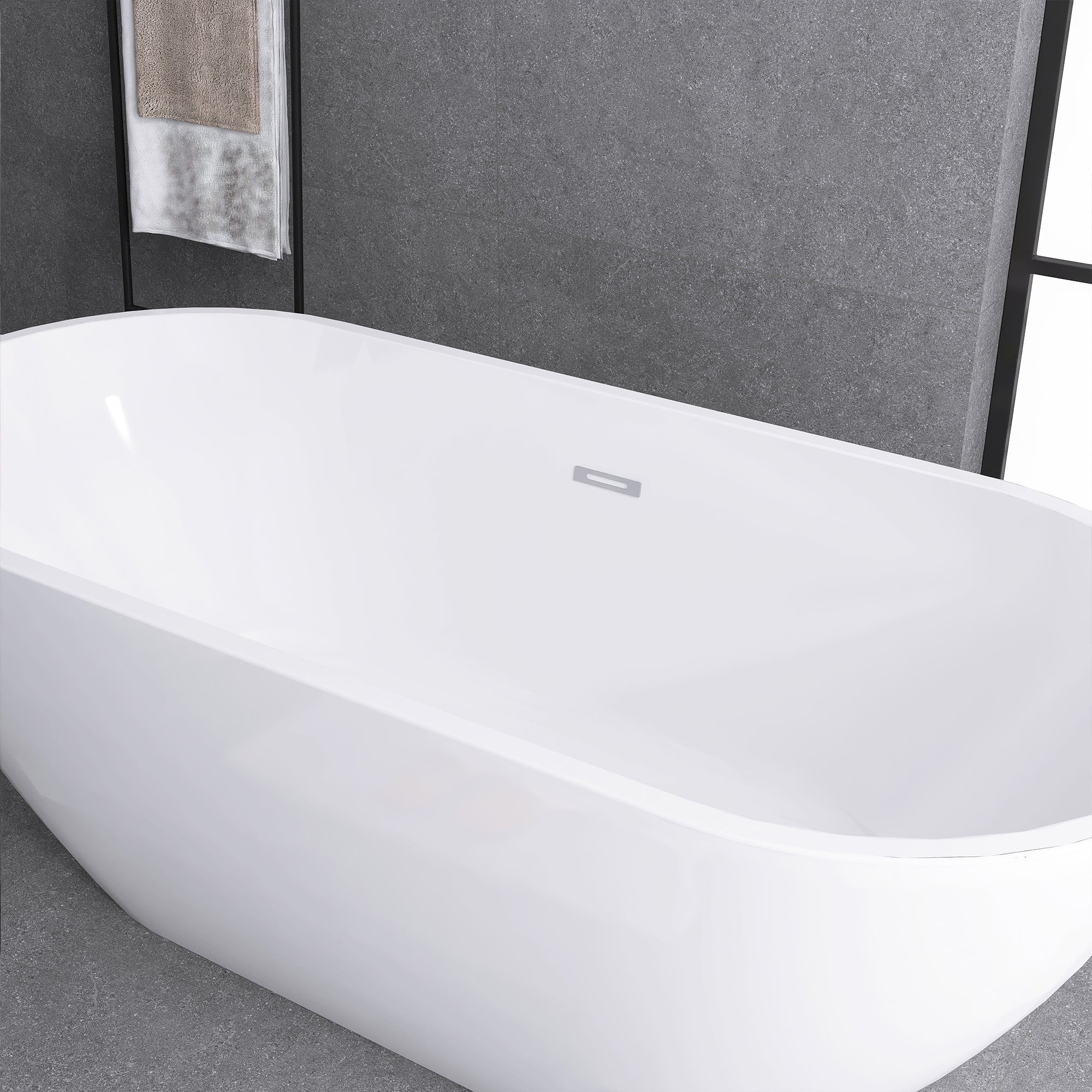 55"/59"/63"/67" Acrylic Freestanding Soaking Bathtub with Drain