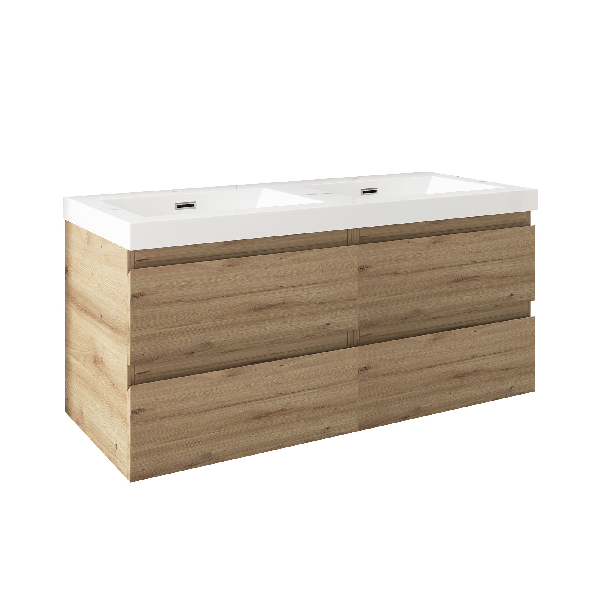 48 inch Wall Mounted Bathroom Vanity Set with Integrated Resin Sink with Drain