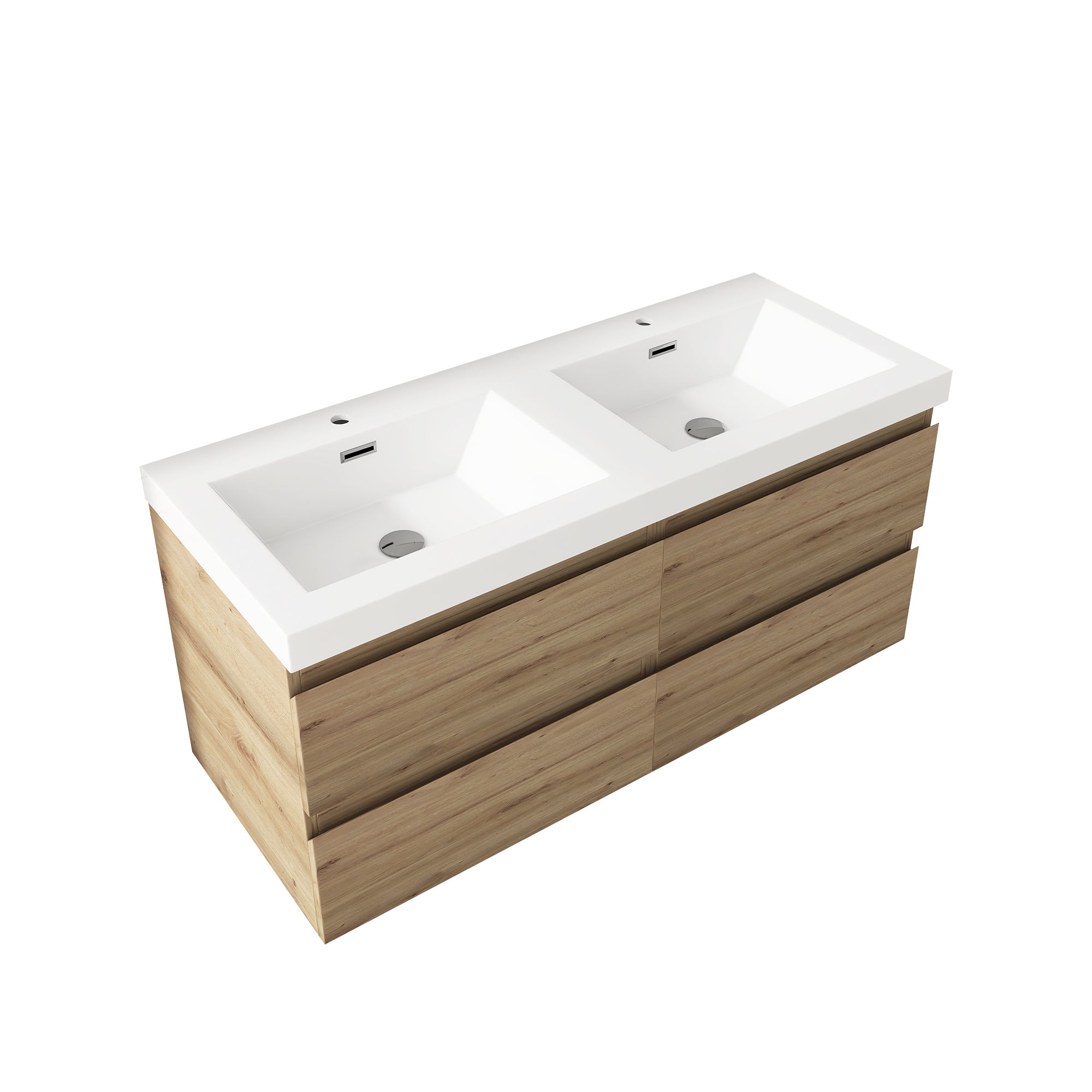 48 inch Wall Mounted Bathroom Vanity Set with Integrated Resin Sink with Drain