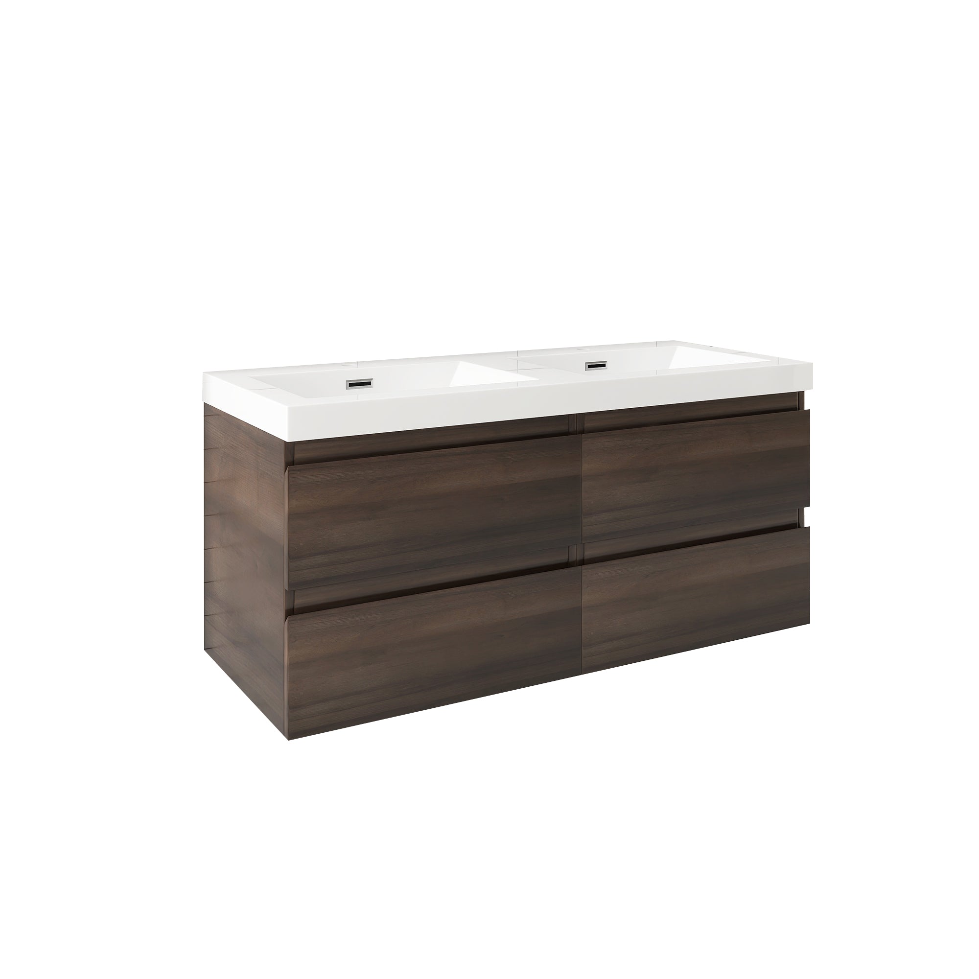 48 inch Wall Mounted Bathroom Vanity Set with Integrated Resin Sink with Drain
