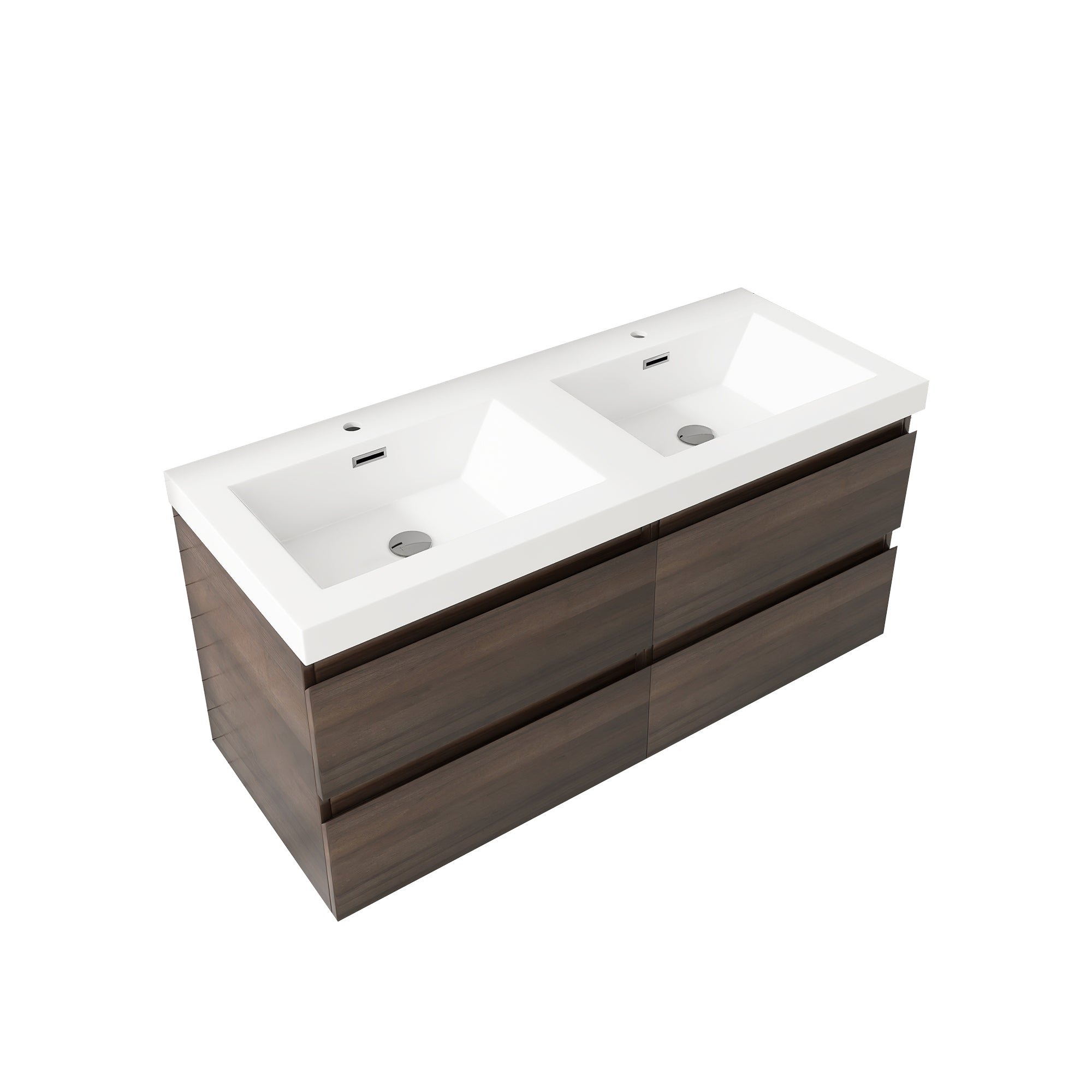 48 inch Wall Mounted Bathroom Vanity Set with Integrated Resin Sink with Drain