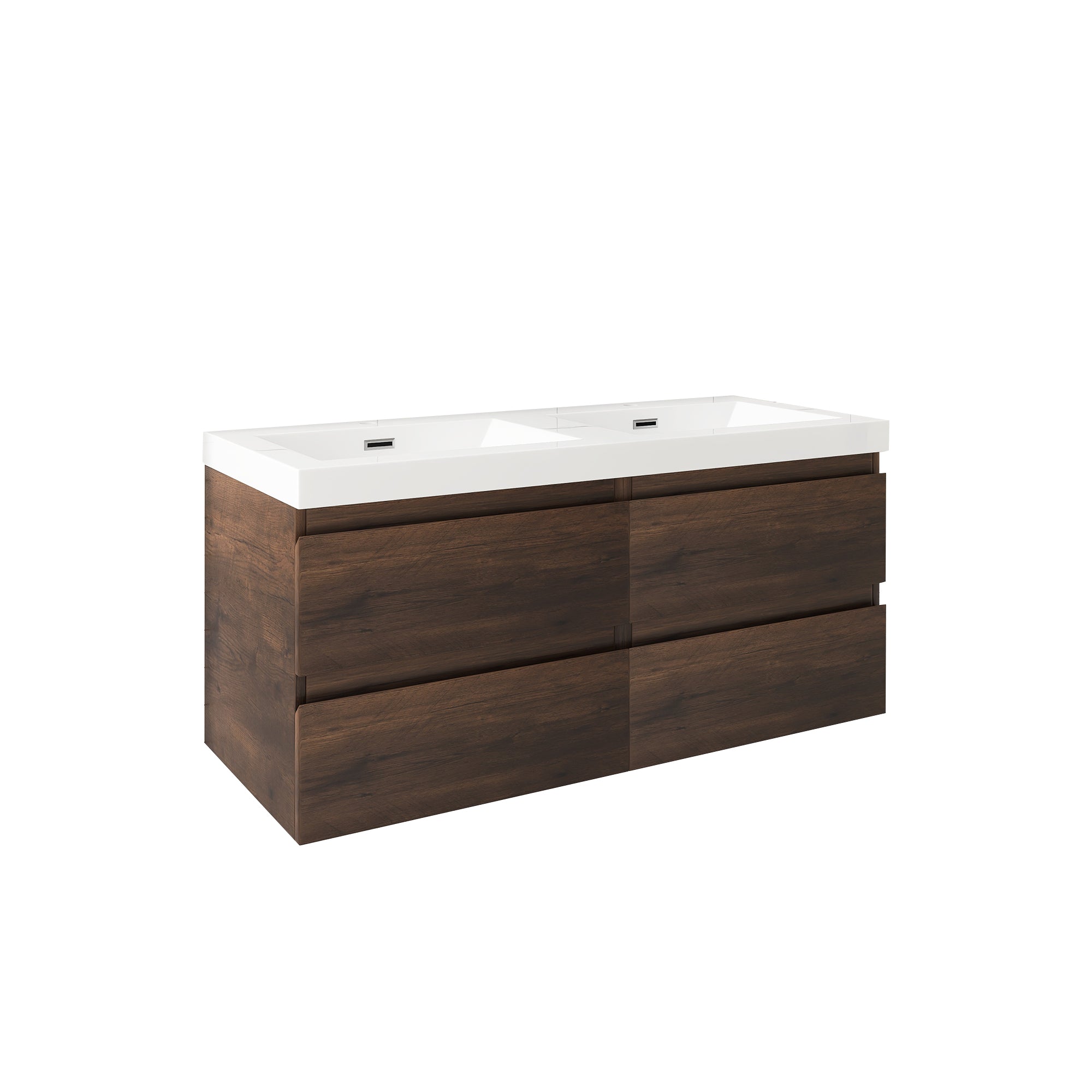 48 inch Wall Mounted Bathroom Vanity Set with Integrated Resin Sink with Drain