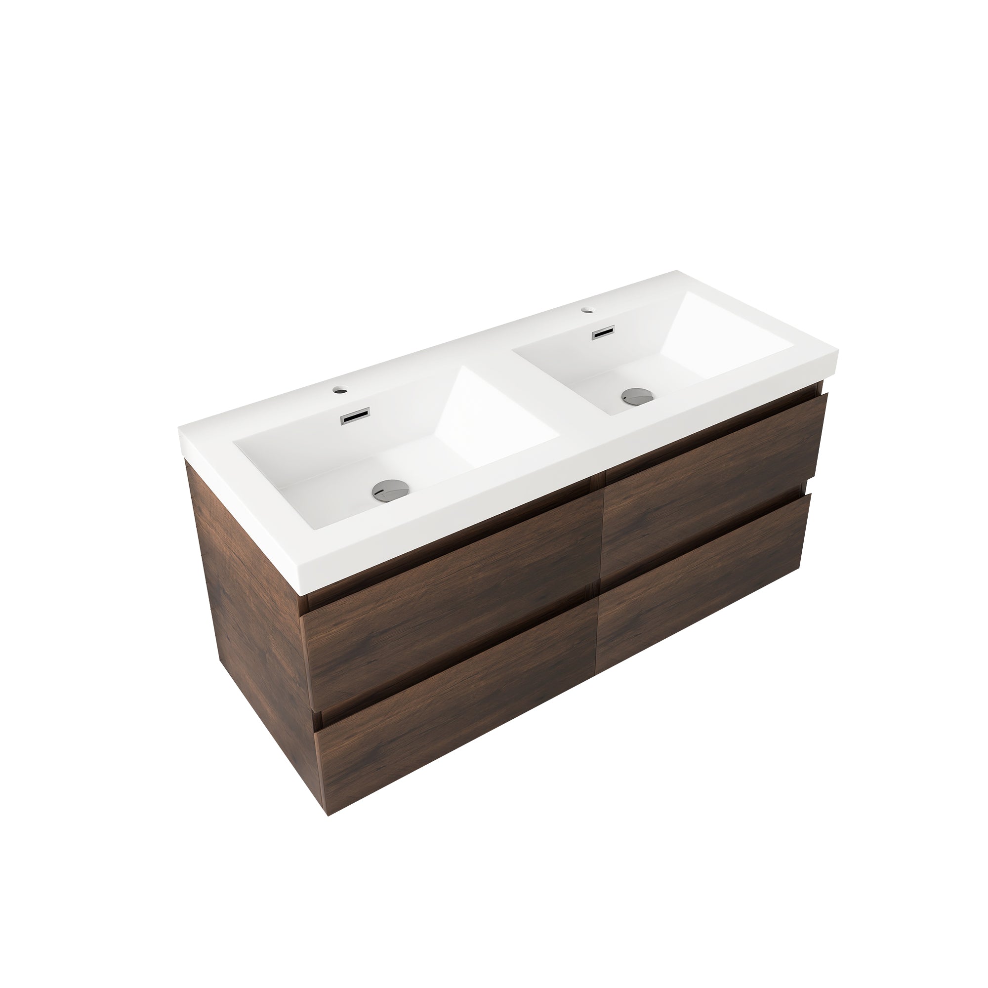 48 inch Wall Mounted Bathroom Vanity Set with Integrated Resin Sink with Drain