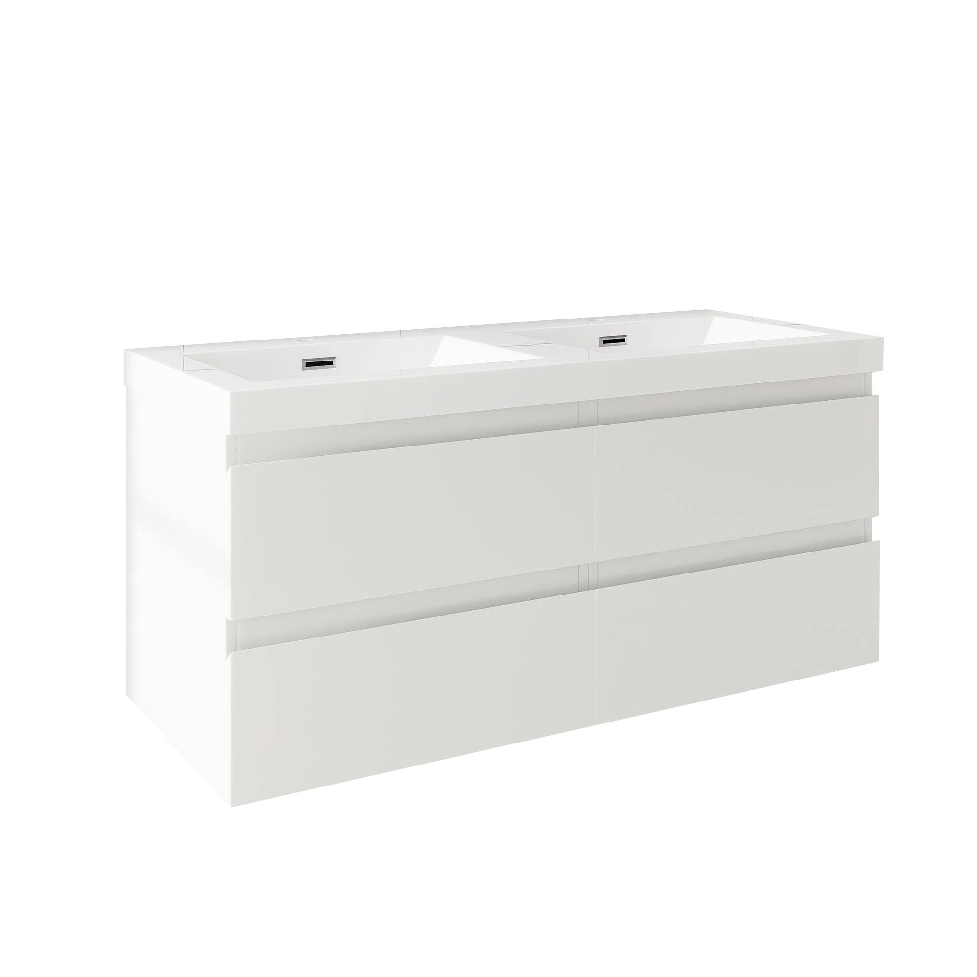 48 inch Wall Mounted Bathroom Vanity Set with Integrated Resin Sink with Drain