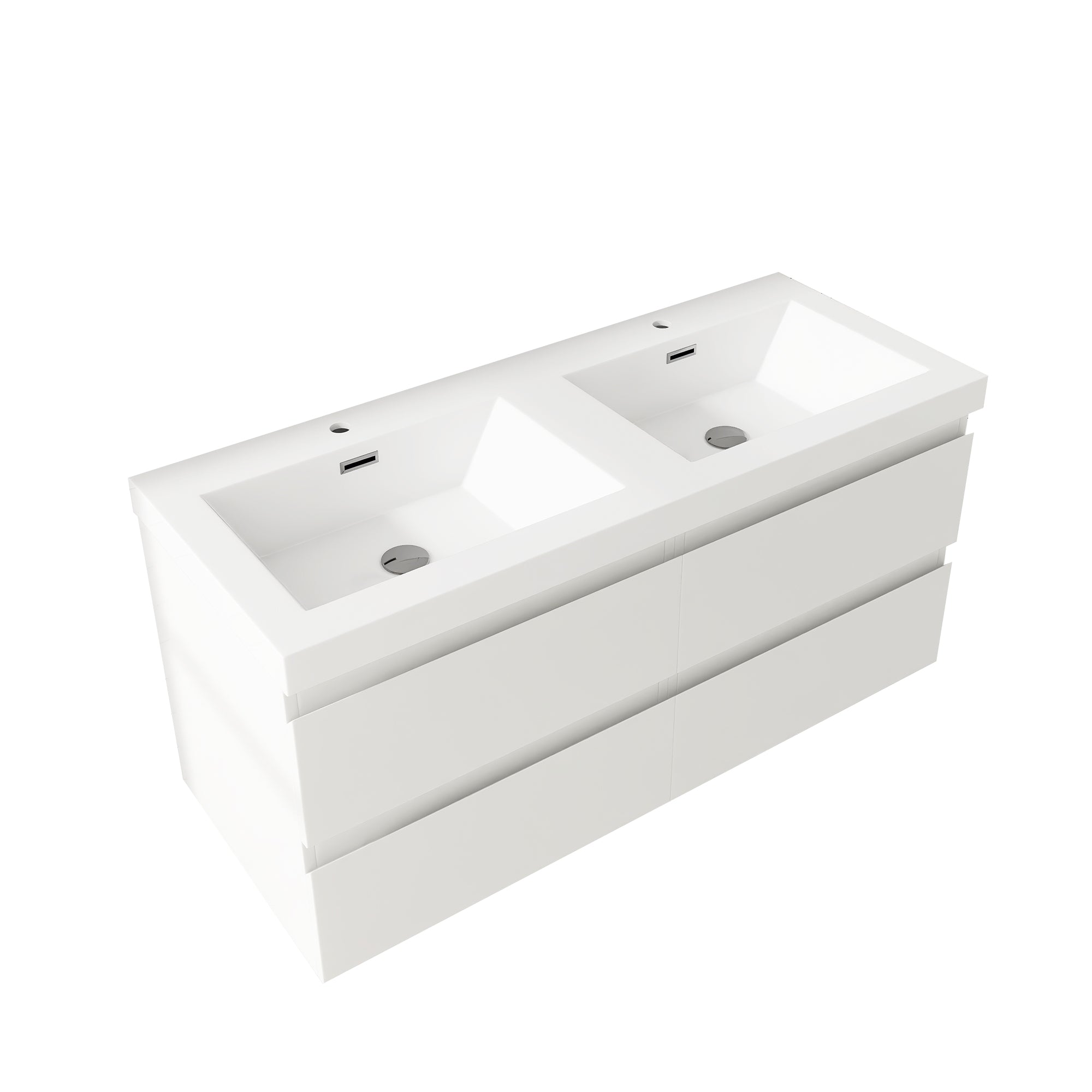 48 inch Wall Mounted Bathroom Vanity Set with Integrated Resin Sink with Drain