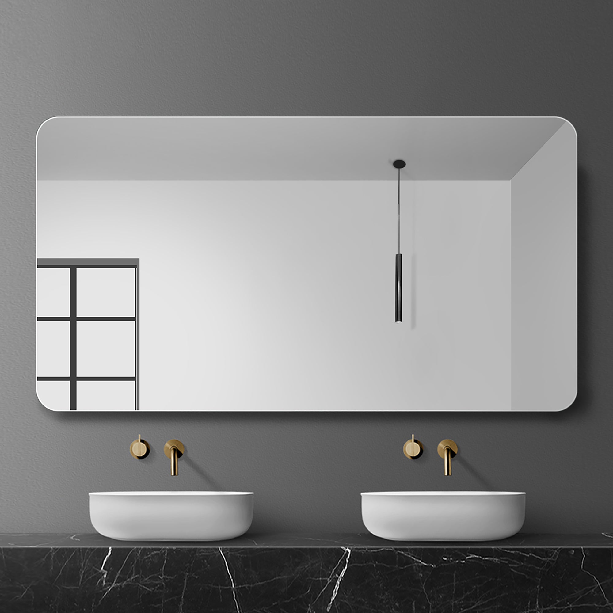 39 inches Rectangular Frameless Wall Mounted Bathroom Vanity Mirror