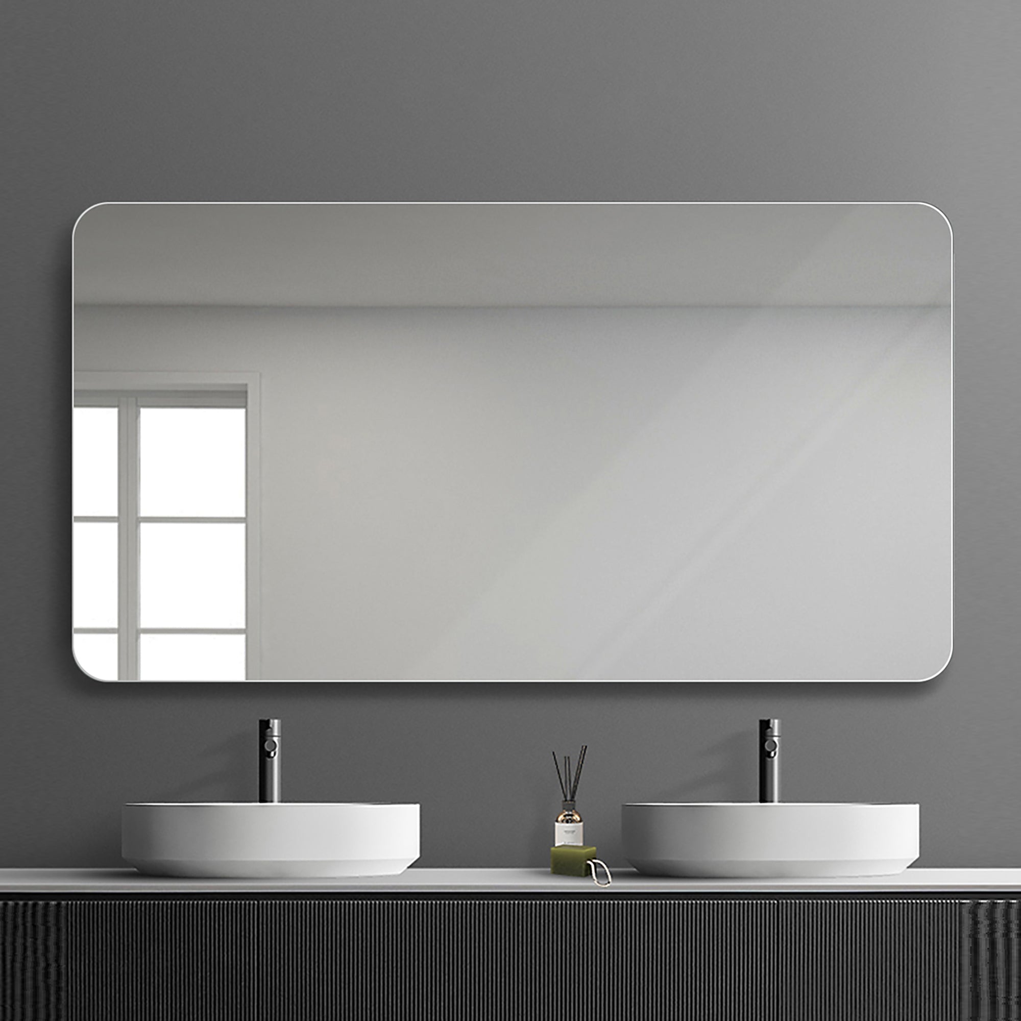 39 inches Rectangular Frameless Wall Mounted Bathroom Vanity Mirror