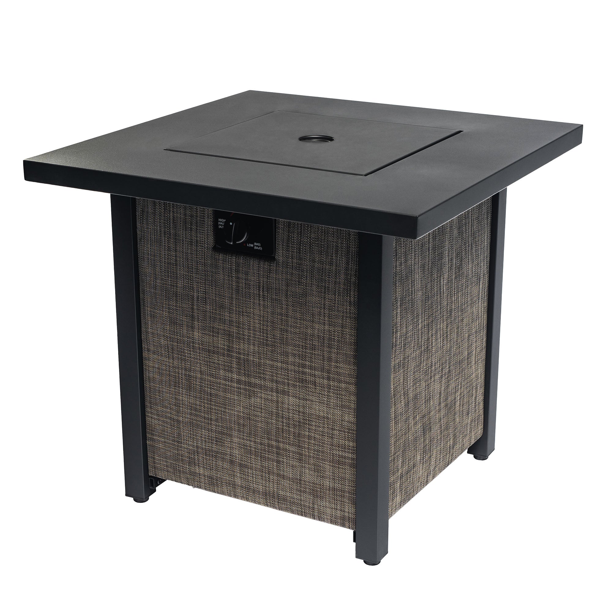 28 in Textilene Fire Pit Table Propane/ Liquefied Petroleum Gas in Black and Gray
