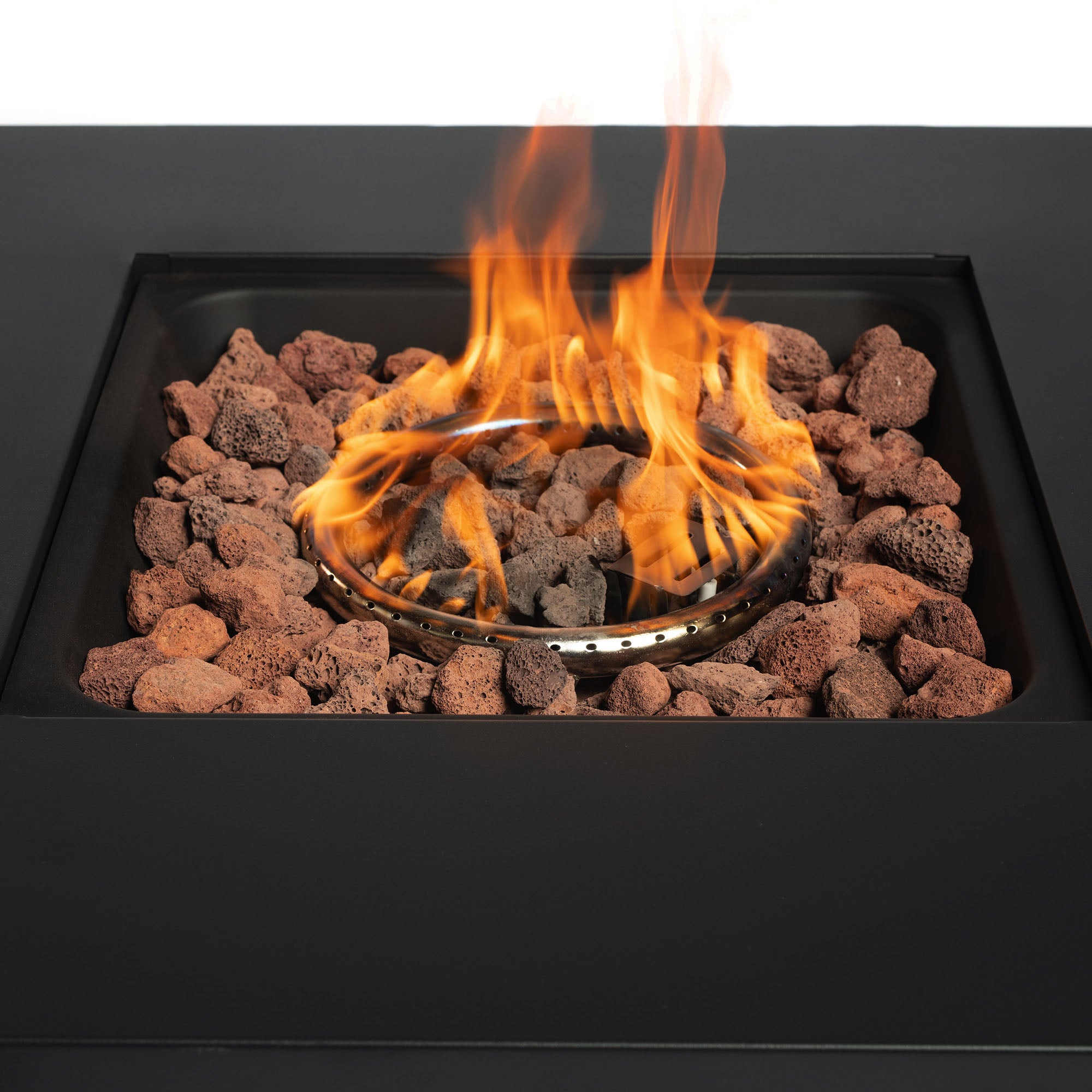 28 in Textilene Fire Pit Table Propane/ Liquefied Petroleum Gas in Black and Gray