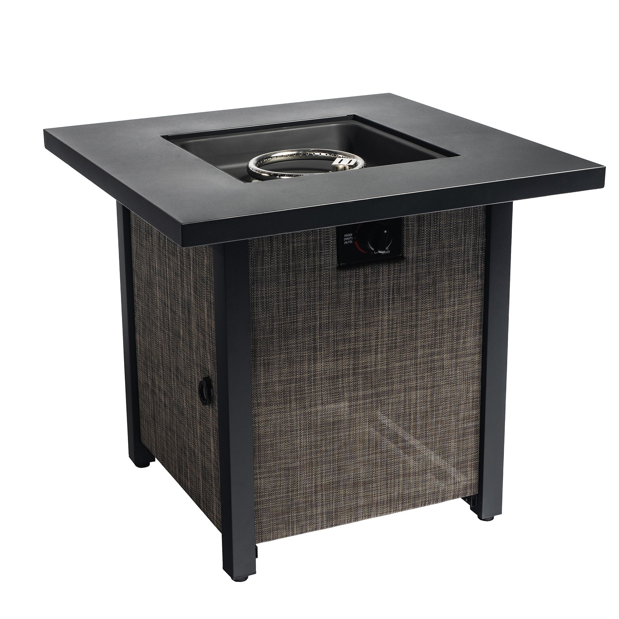 28 in Textilene Fire Pit Table Propane/ Liquefied Petroleum Gas in Black and Gray