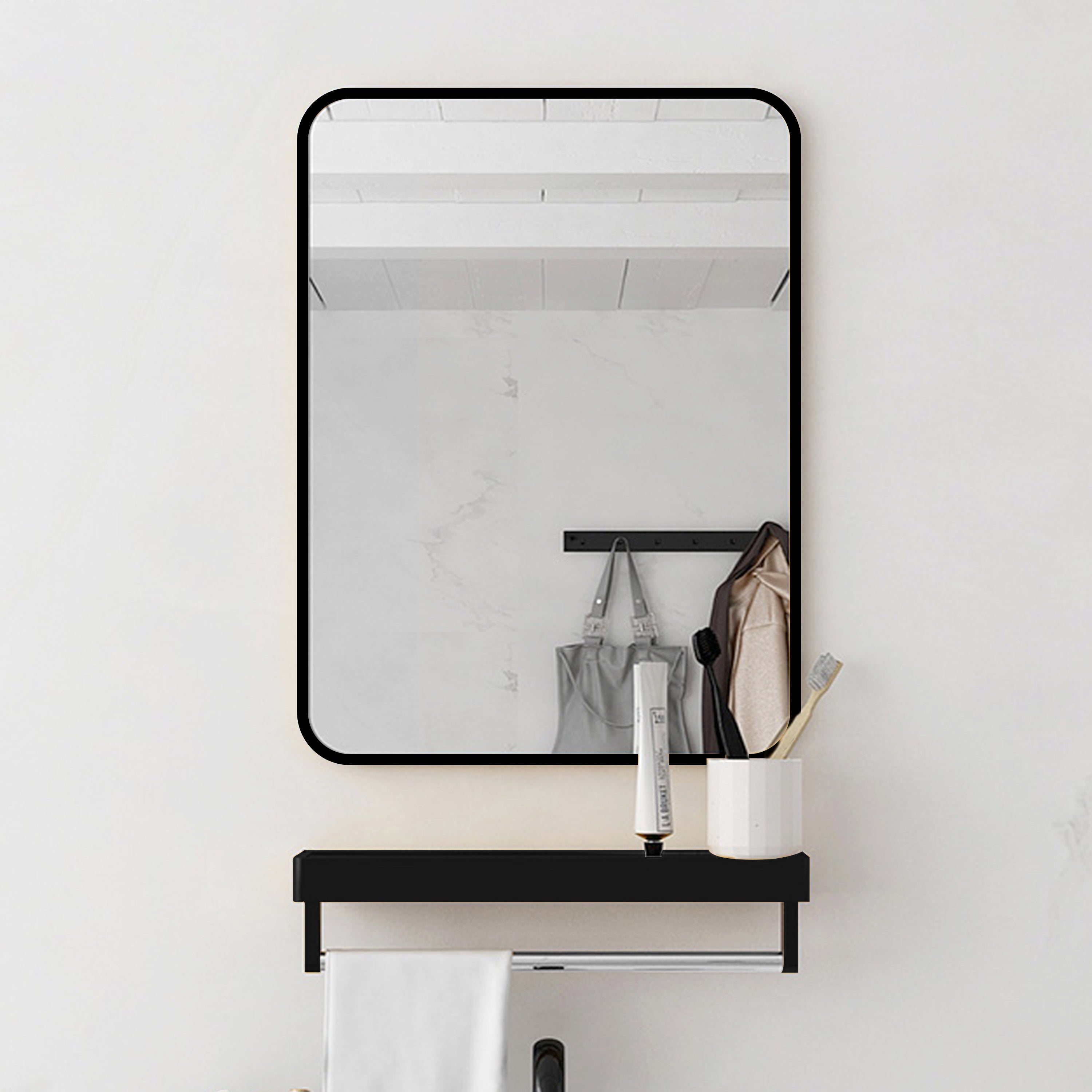 20 in./ 24 in. Rectangular Framed Wall Mounted Bathroom Mirror