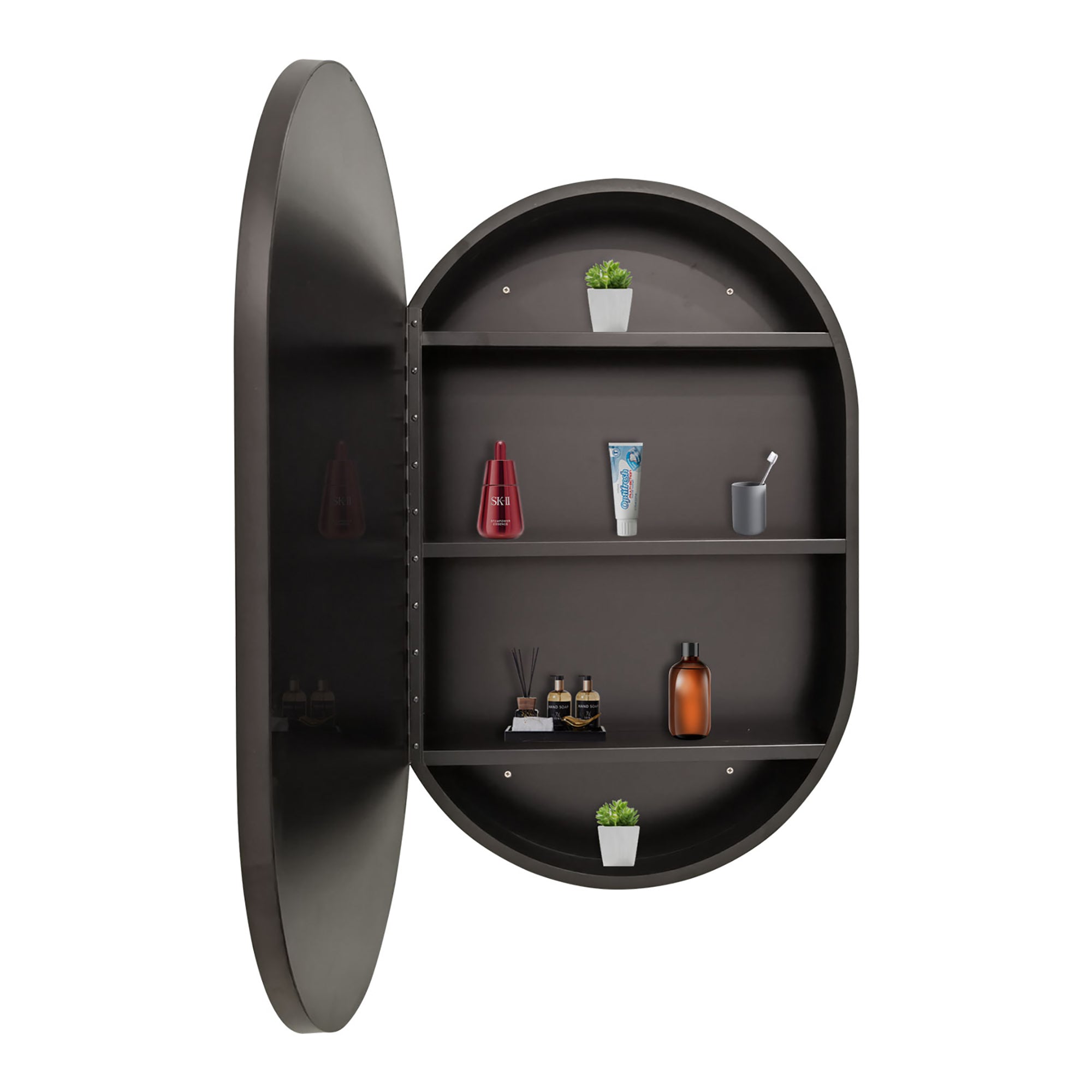 31" x 21"  Aluminum Frame Surface Mount Medicine Cabinet with Mirror and Shelves