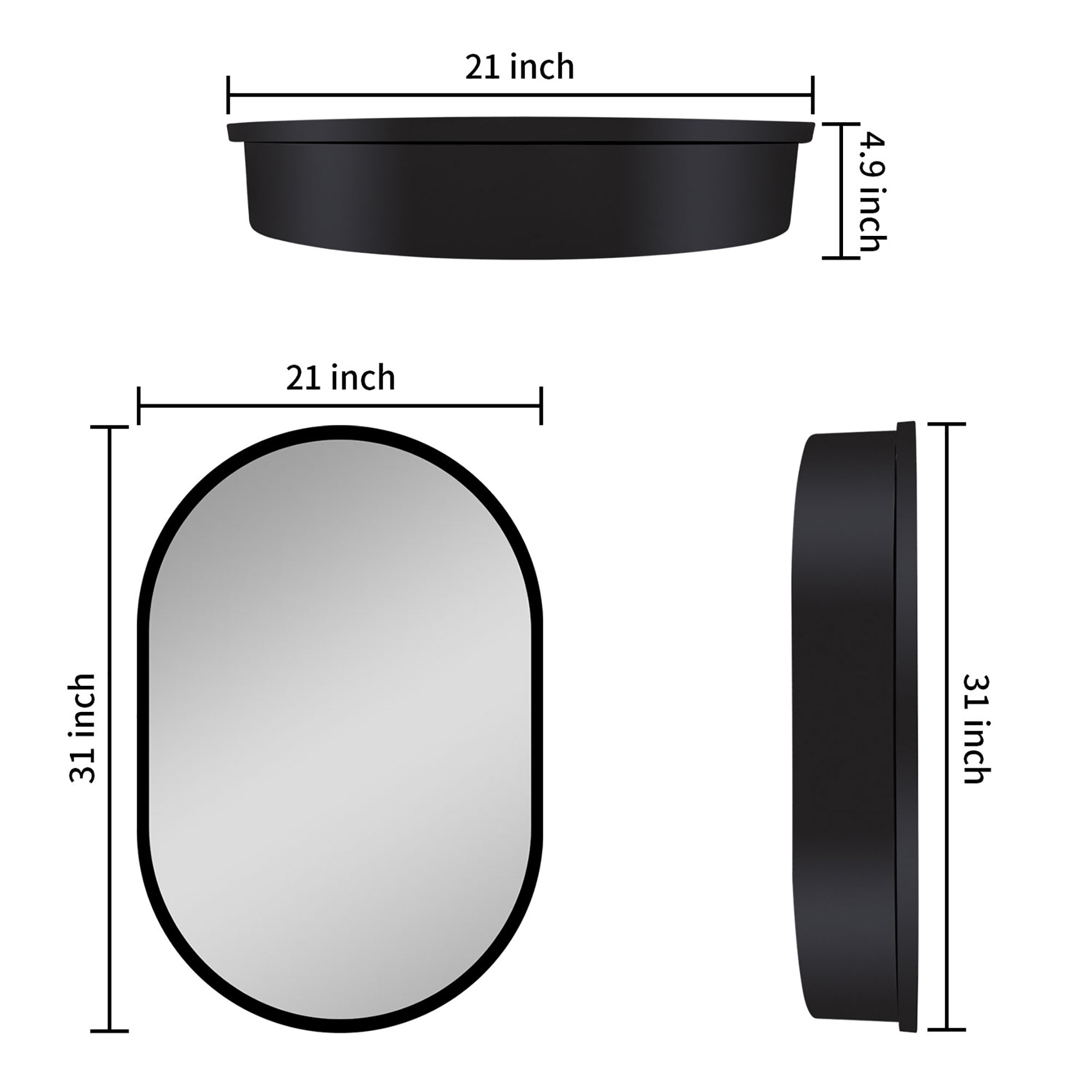 31" x 21"  Aluminum Frame Surface Mount Medicine Cabinet with Mirror and Shelves
