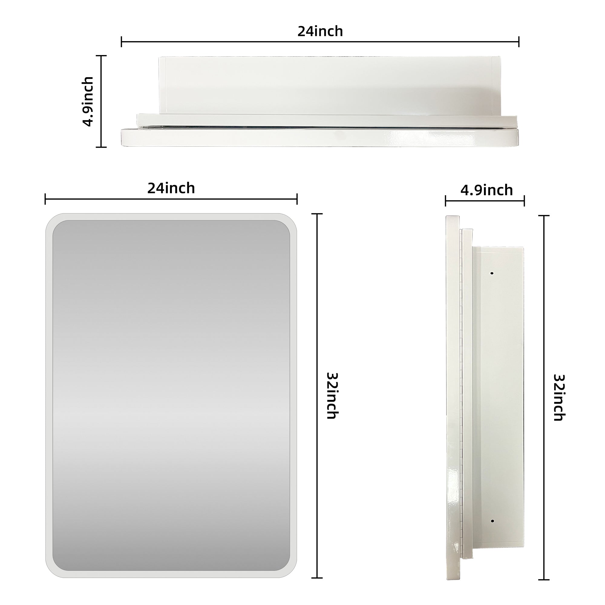 24 in. W x 32 in. H Iron Surface/Recessed Mount Medicine Cabinet with Adjustable Shelves