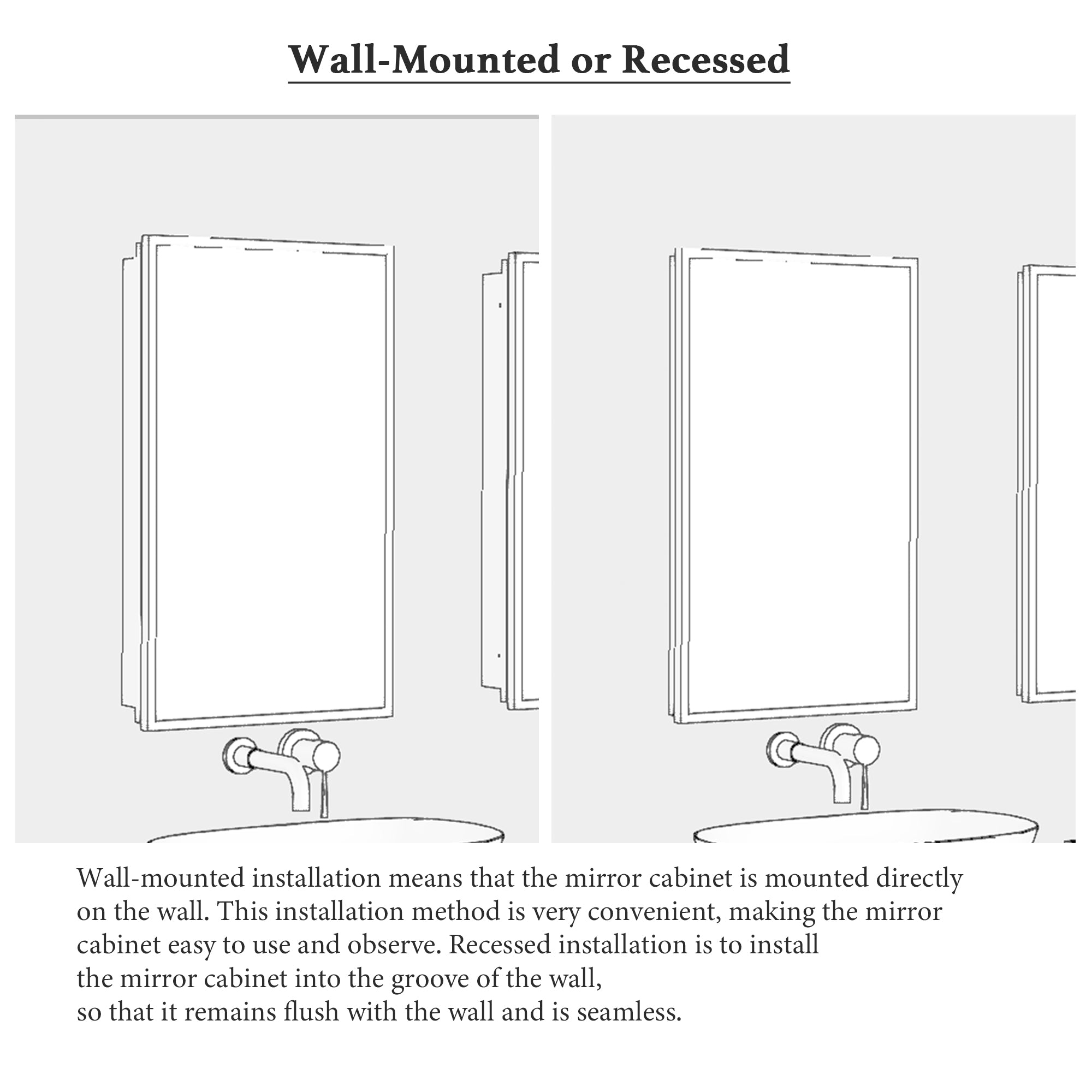 16" x 28" Wall Mounted Gold Framed Storage Bathroom Medicine Cabinet with Mirror
