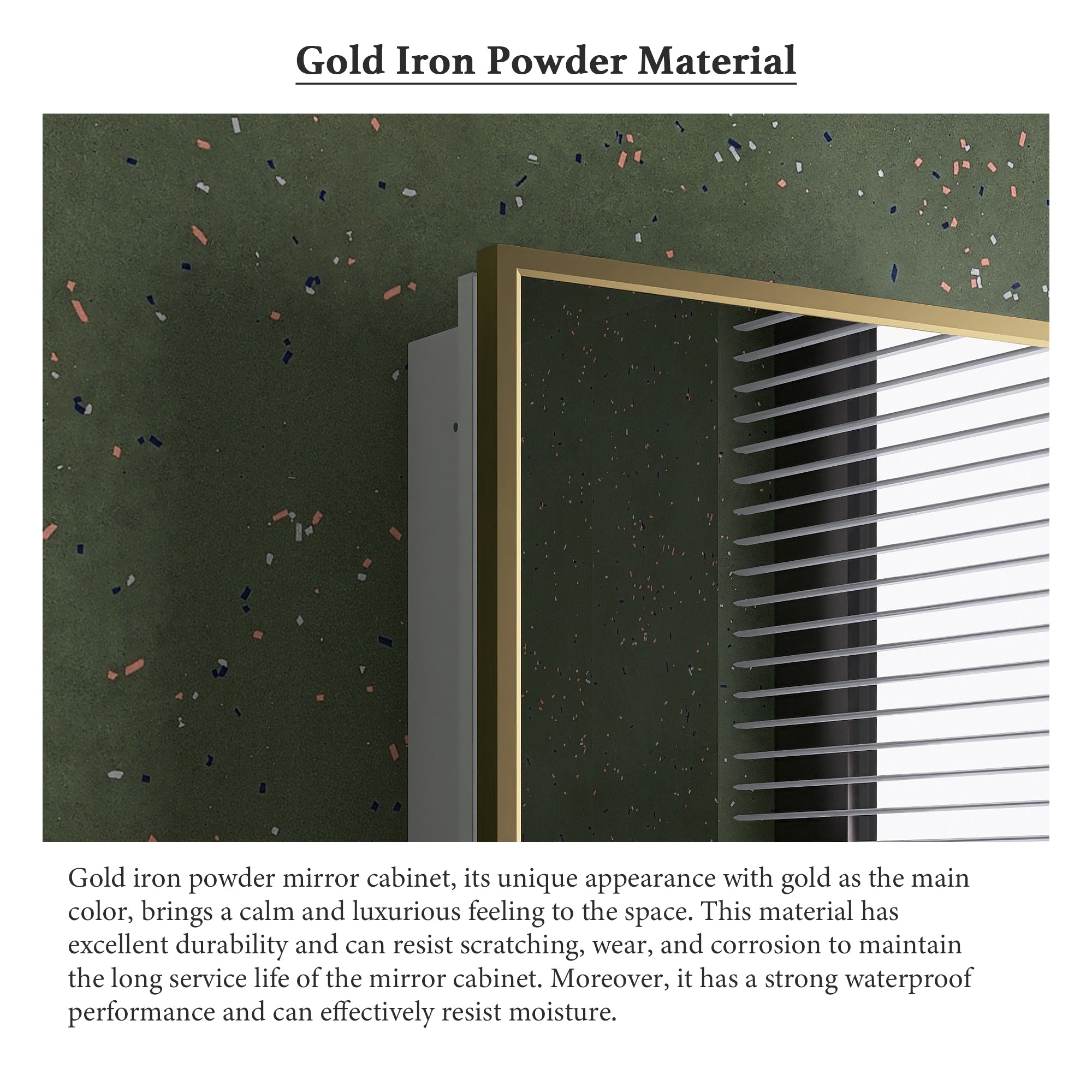 16" x 28" Wall Mounted Gold Framed Storage Bathroom Medicine Cabinet with Mirror