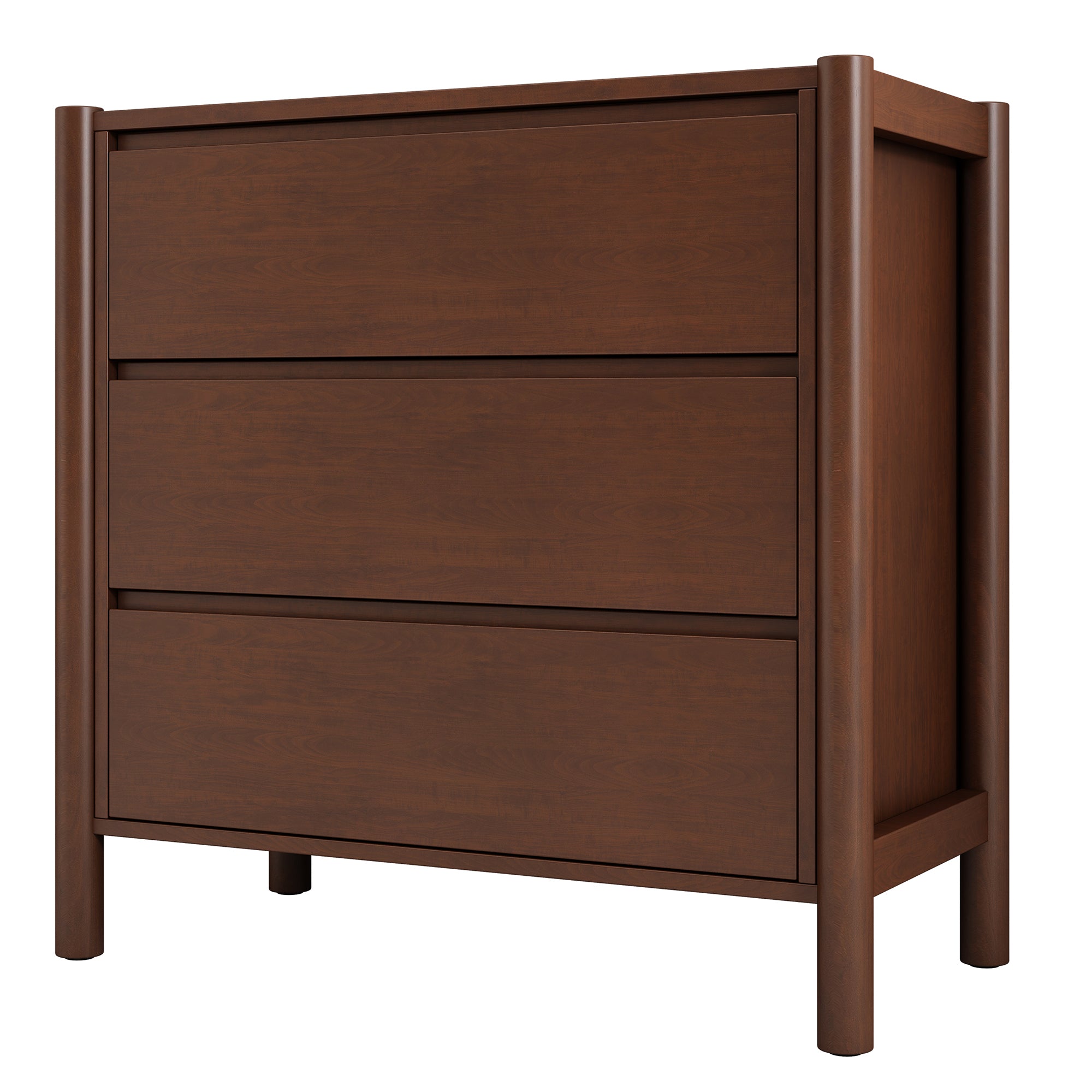 2-Drawer Rubber Wood Nightstand in Walnut