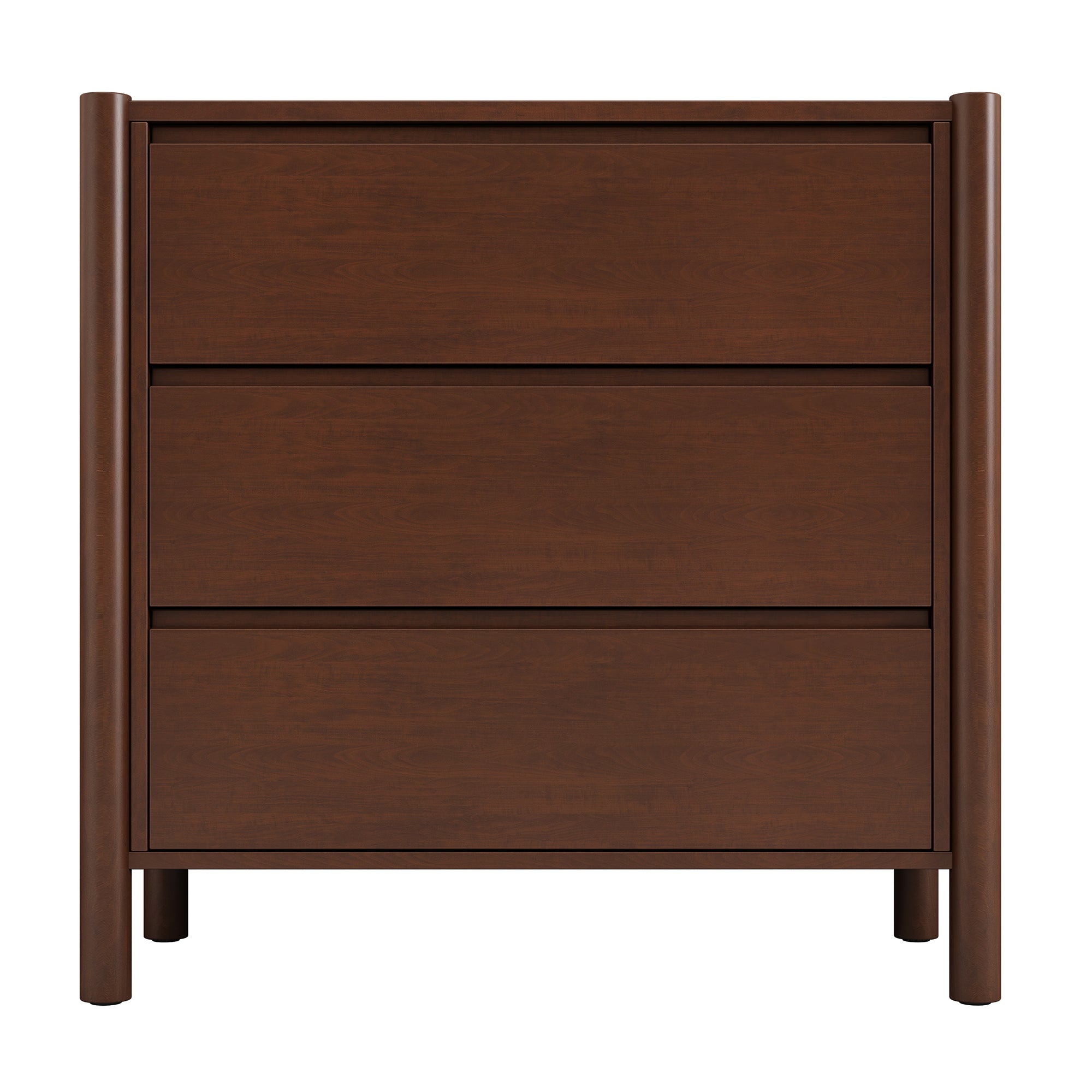2-Drawer Rubber Wood Nightstand in Walnut