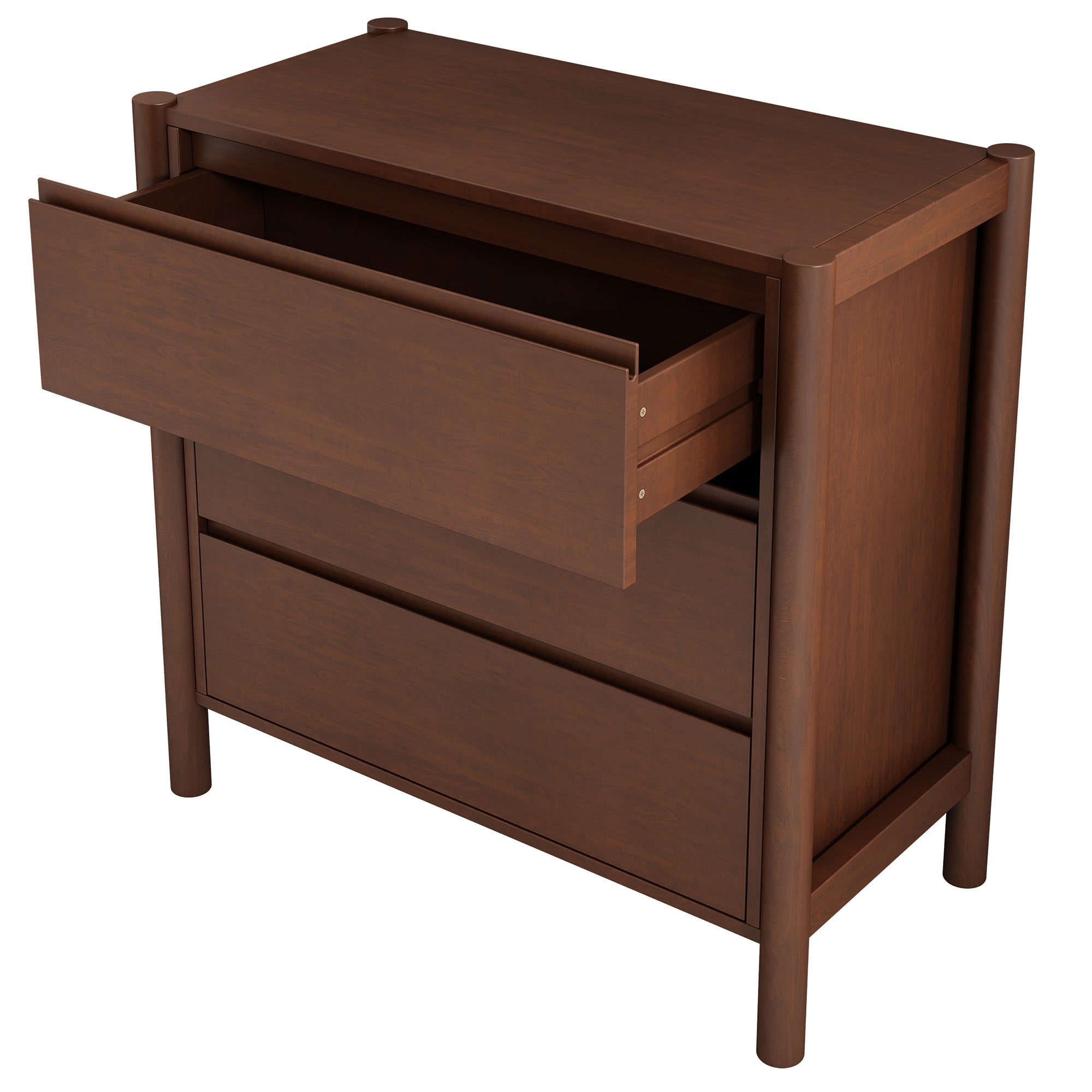 2-Drawer Rubber Wood Nightstand in Walnut