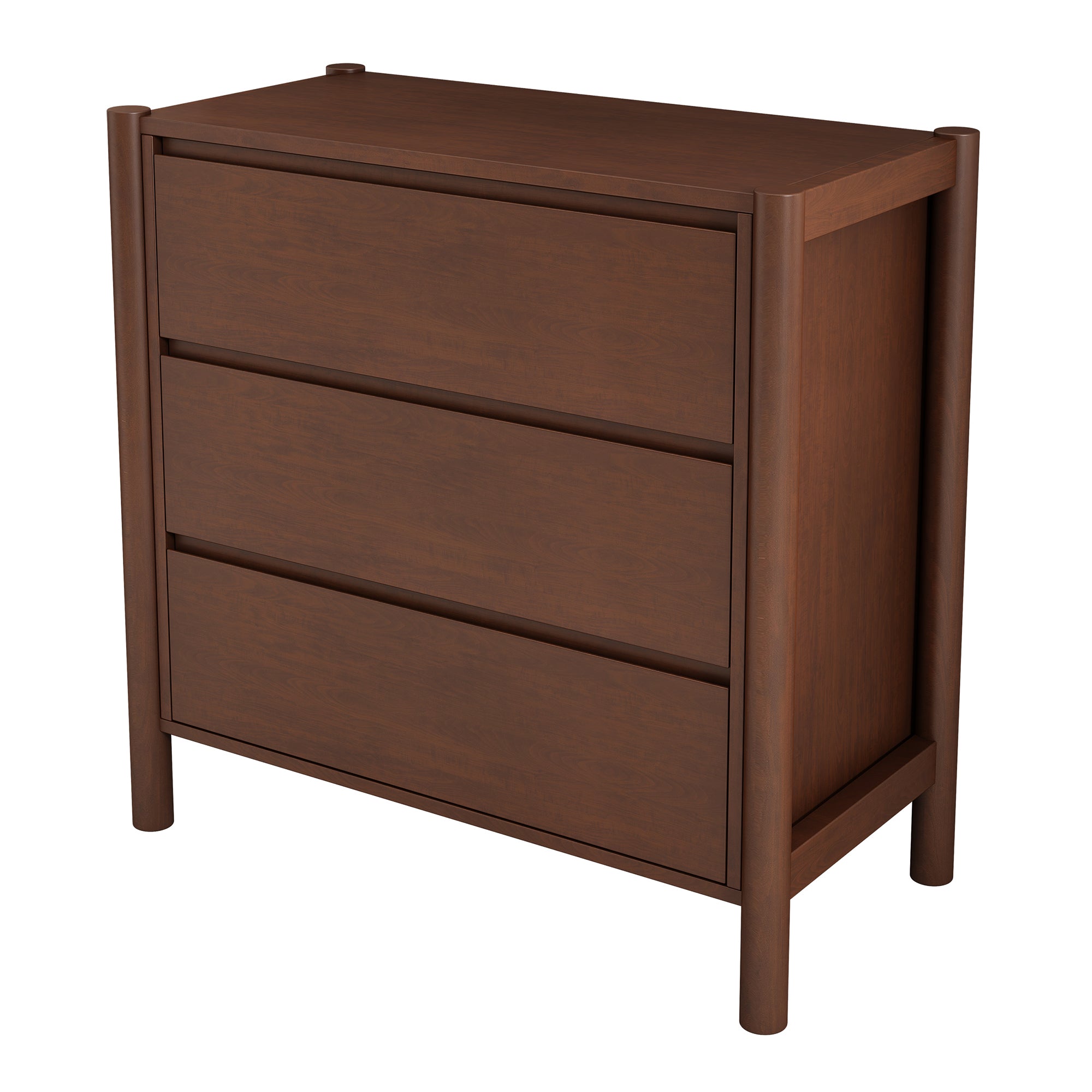 2-Drawer Rubber Wood Nightstand in Walnut