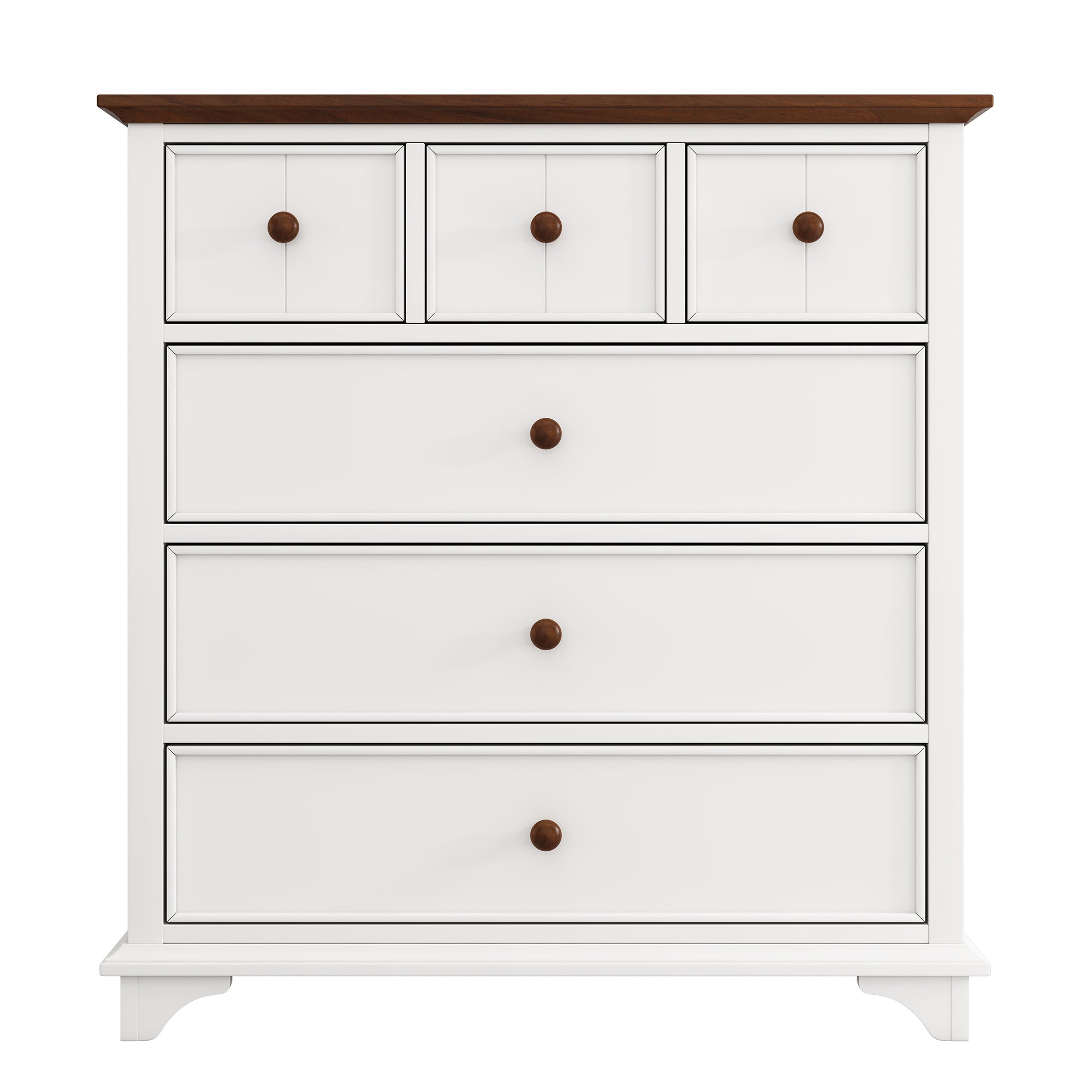 2-Drawer Rubber Wood Nightstand in Walnut