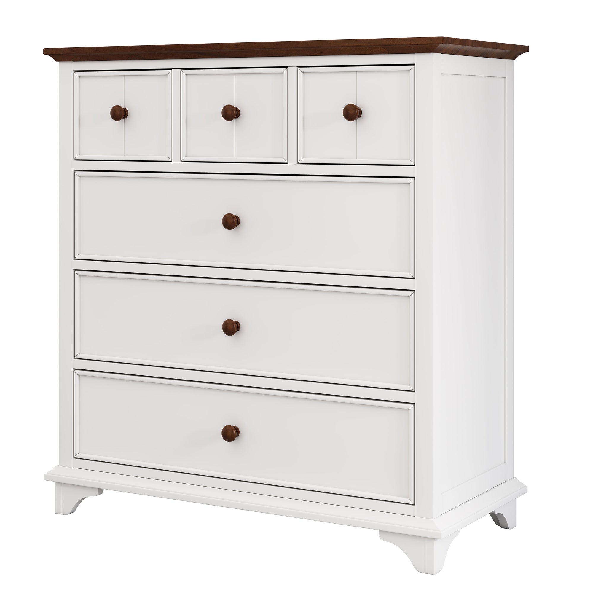 2-Drawer Rubber Wood Nightstand in Walnut