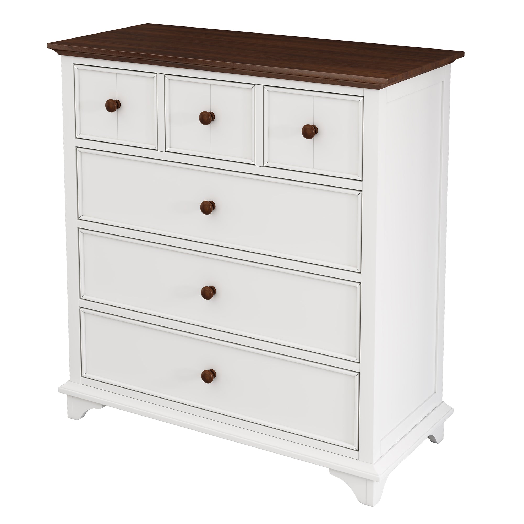 2-Drawer Rubber Wood Nightstand in Walnut
