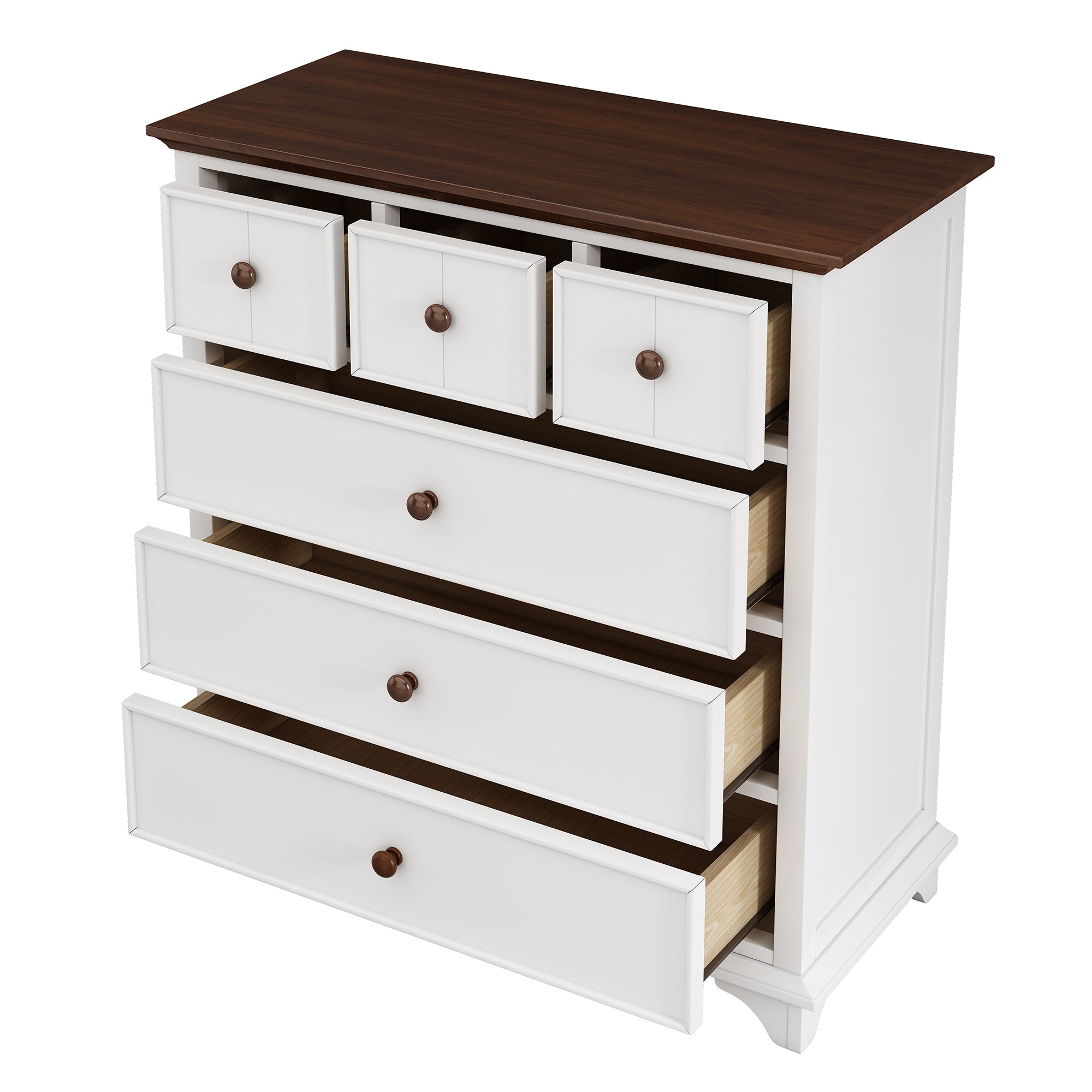 2-Drawer Rubber Wood Nightstand in Walnut