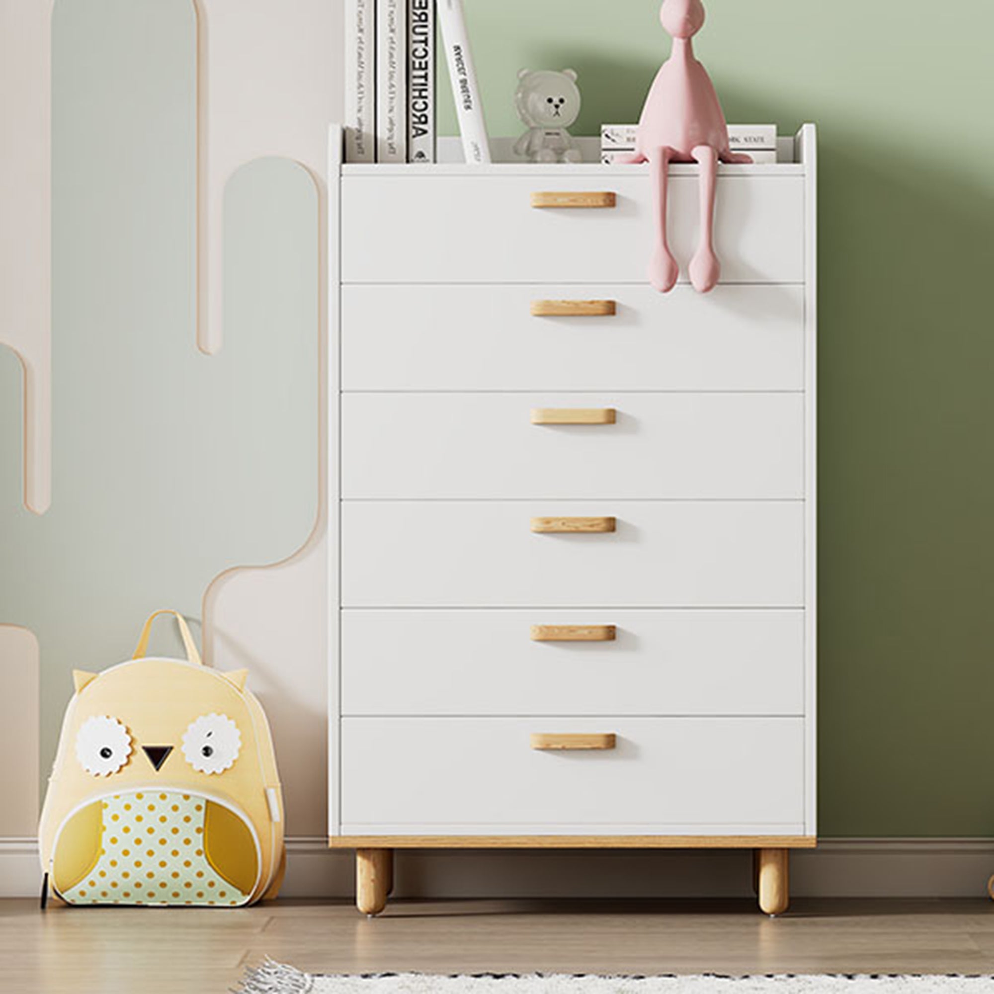 2-Drawer Rubber Wood Nightstand in Walnut
