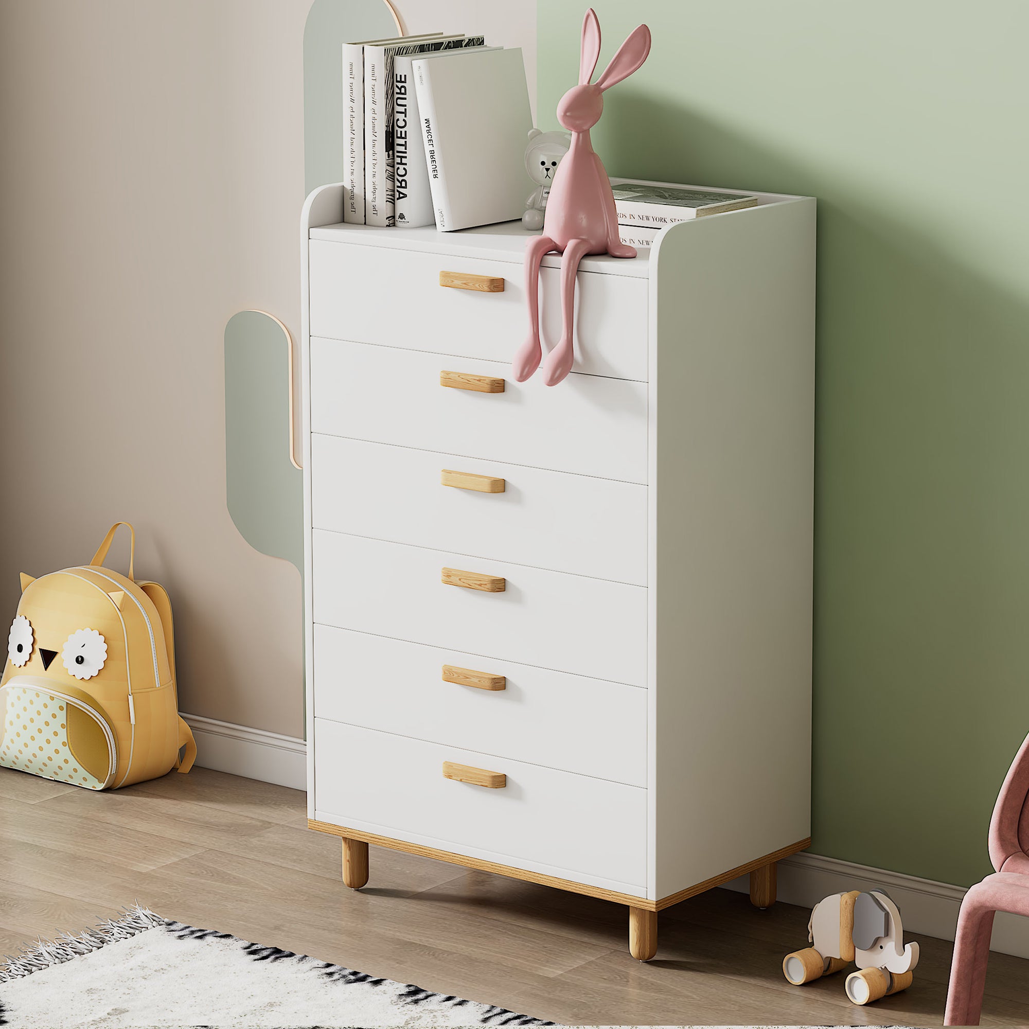 2-Drawer Rubber Wood Nightstand in Walnut