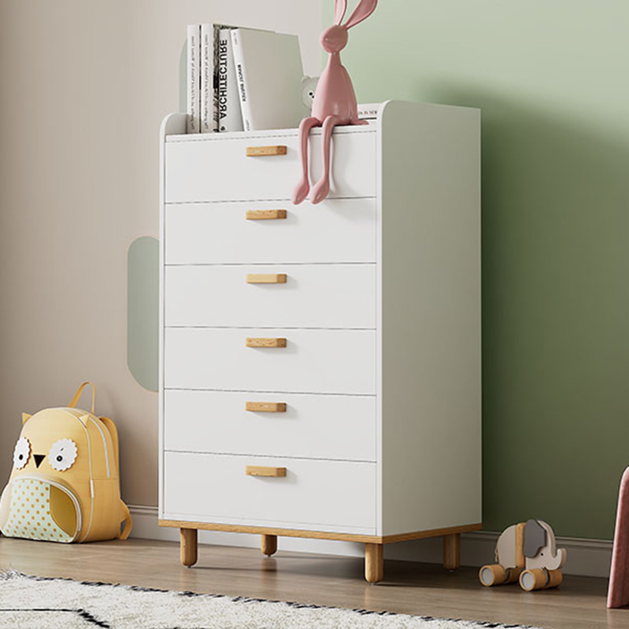 2-Drawer Rubber Wood Nightstand in Walnut